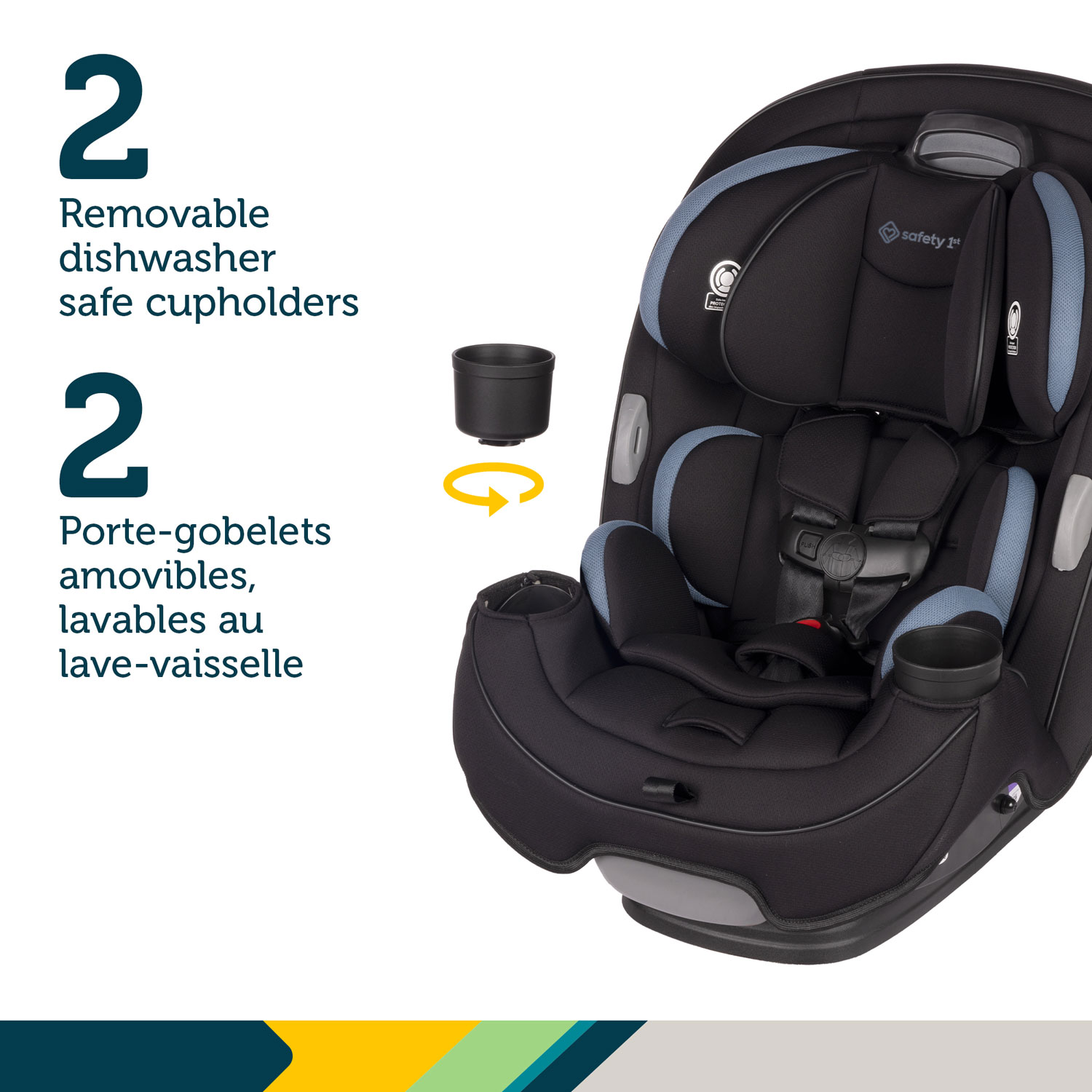 Siège d'auto 3-en-1 convertible Grow and Go de Safety 1st - Noir et bleu Lakesport