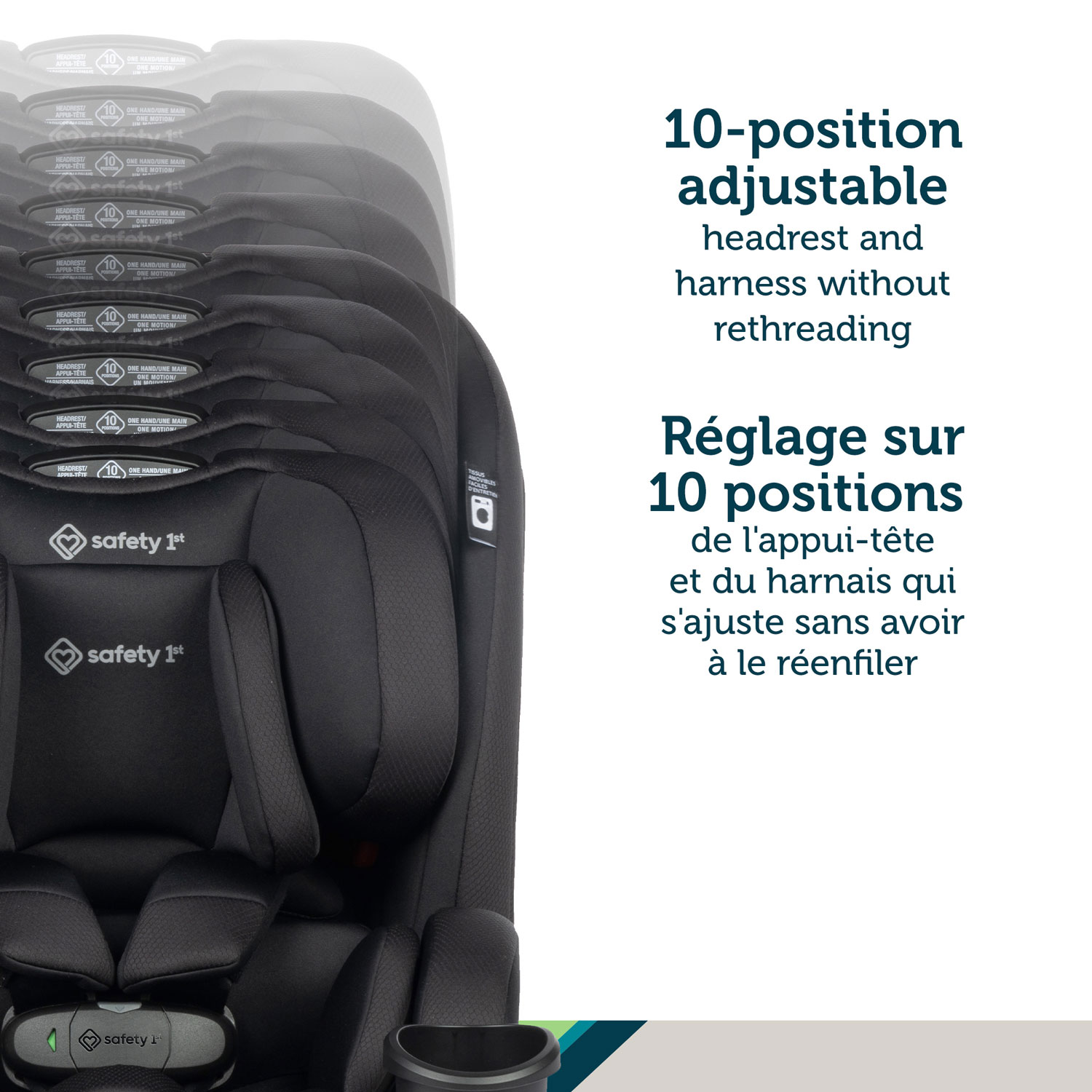 Siège rehausseur tout-en-un EverSlim de Safety 1st - Noir Hexagon Horizon