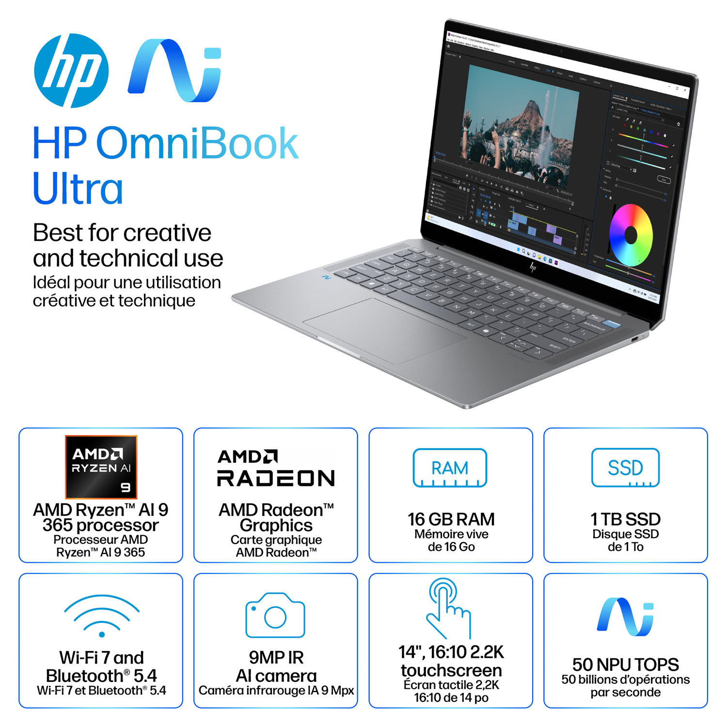 HP OmniBook Ultra 14" Touchscreen Gen AI PC Laptop - Meteor silver