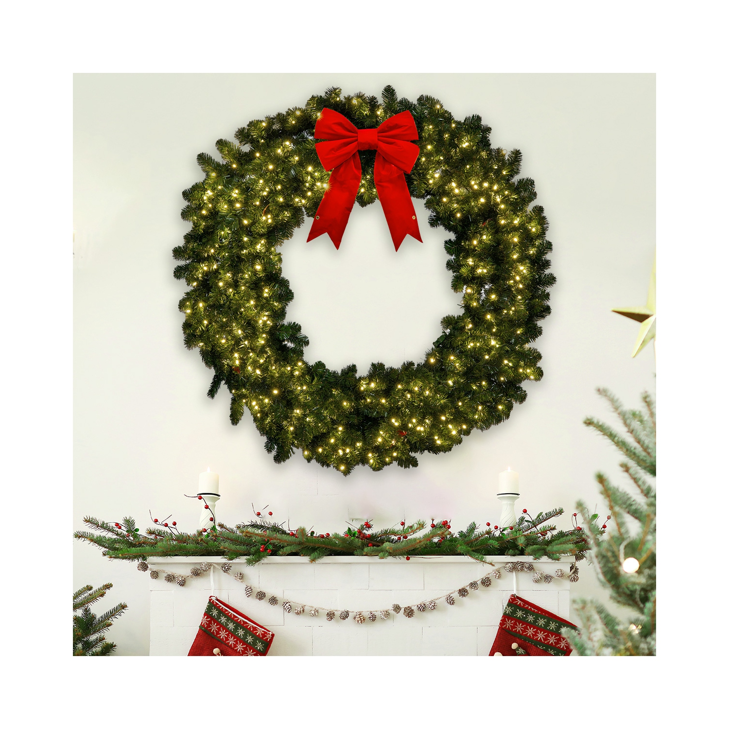 Boules de Noël en velours 3D boules de Noël rouges des fêtes décoratives pour boucles en velours couronne décoration pour dessus d'arbre de Noël,