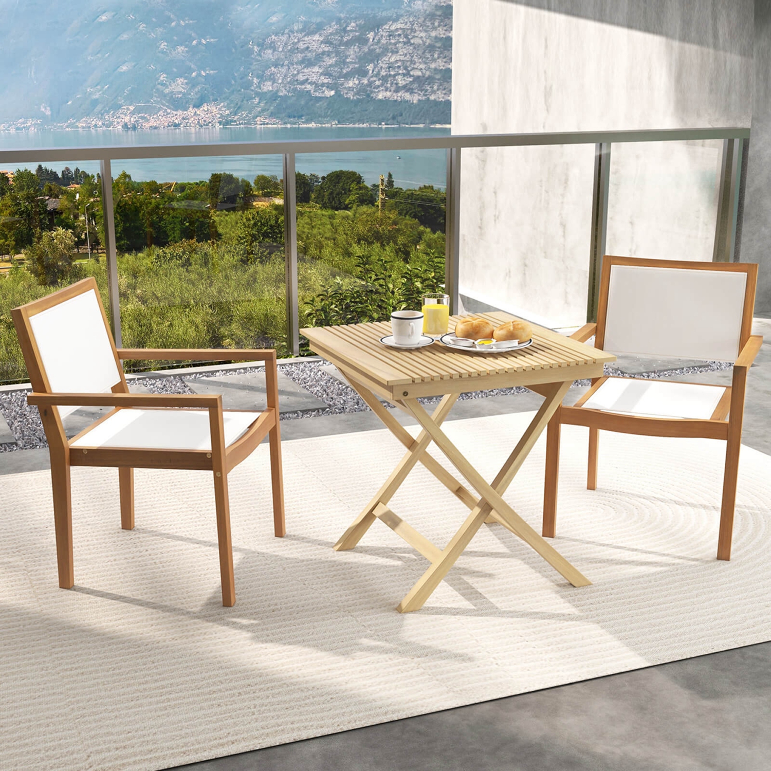 Costway Stackable Dining Chair Set of 2 with Wear-resistant Fabric & Breathable Backrest