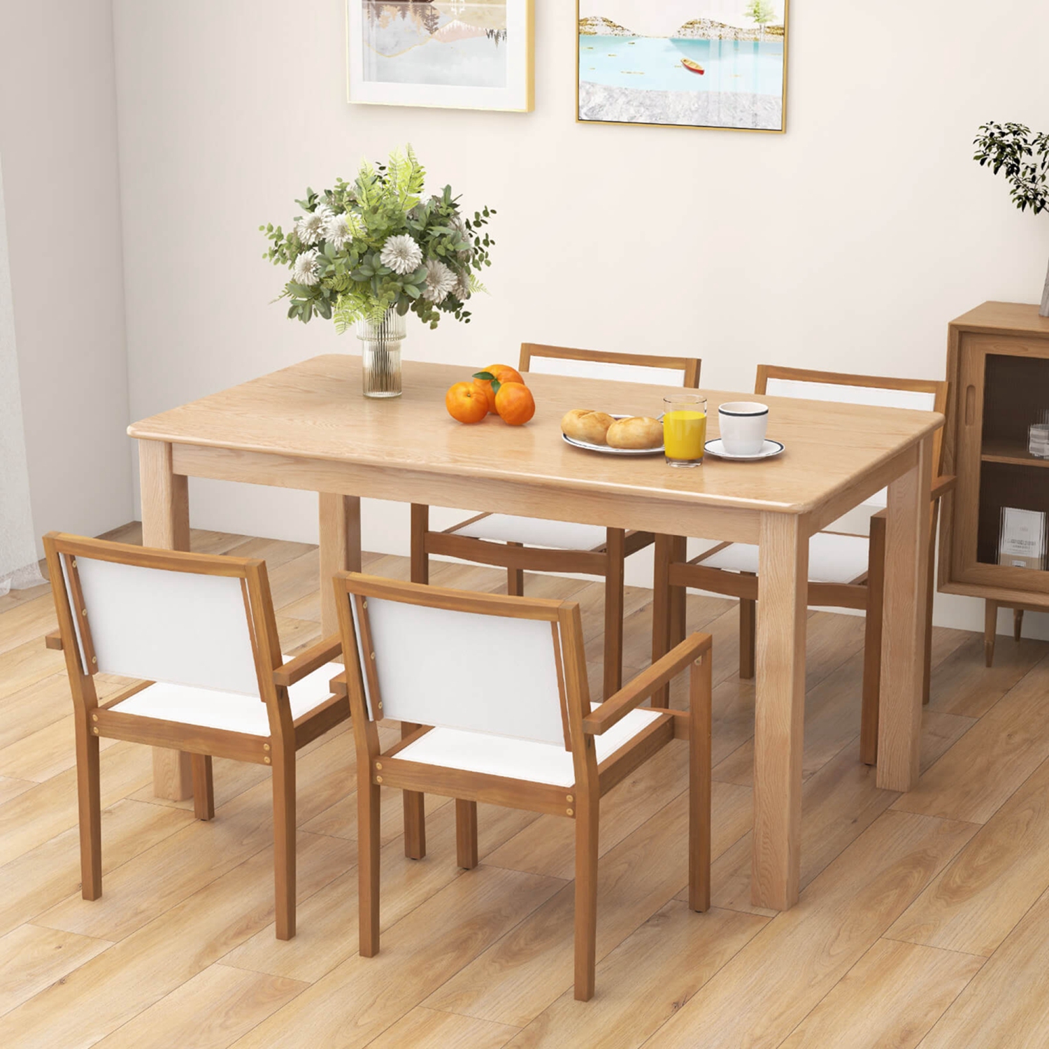 Costway Stackable Dining Chair Set of 2 with Wear-resistant Fabric & Breathable Backrest