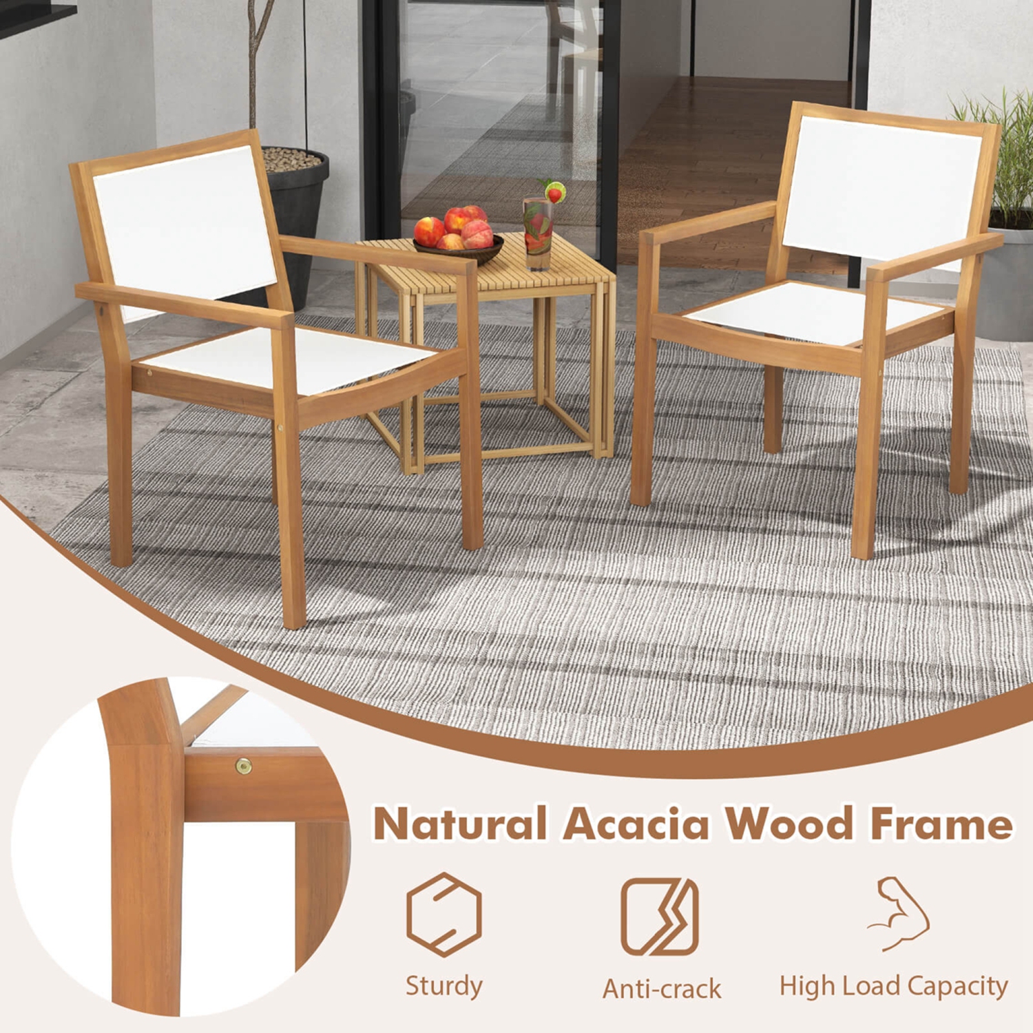 Costway Stackable Dining Chair Set of 4 with Wear-resistant Fabric & Breathable Backrest