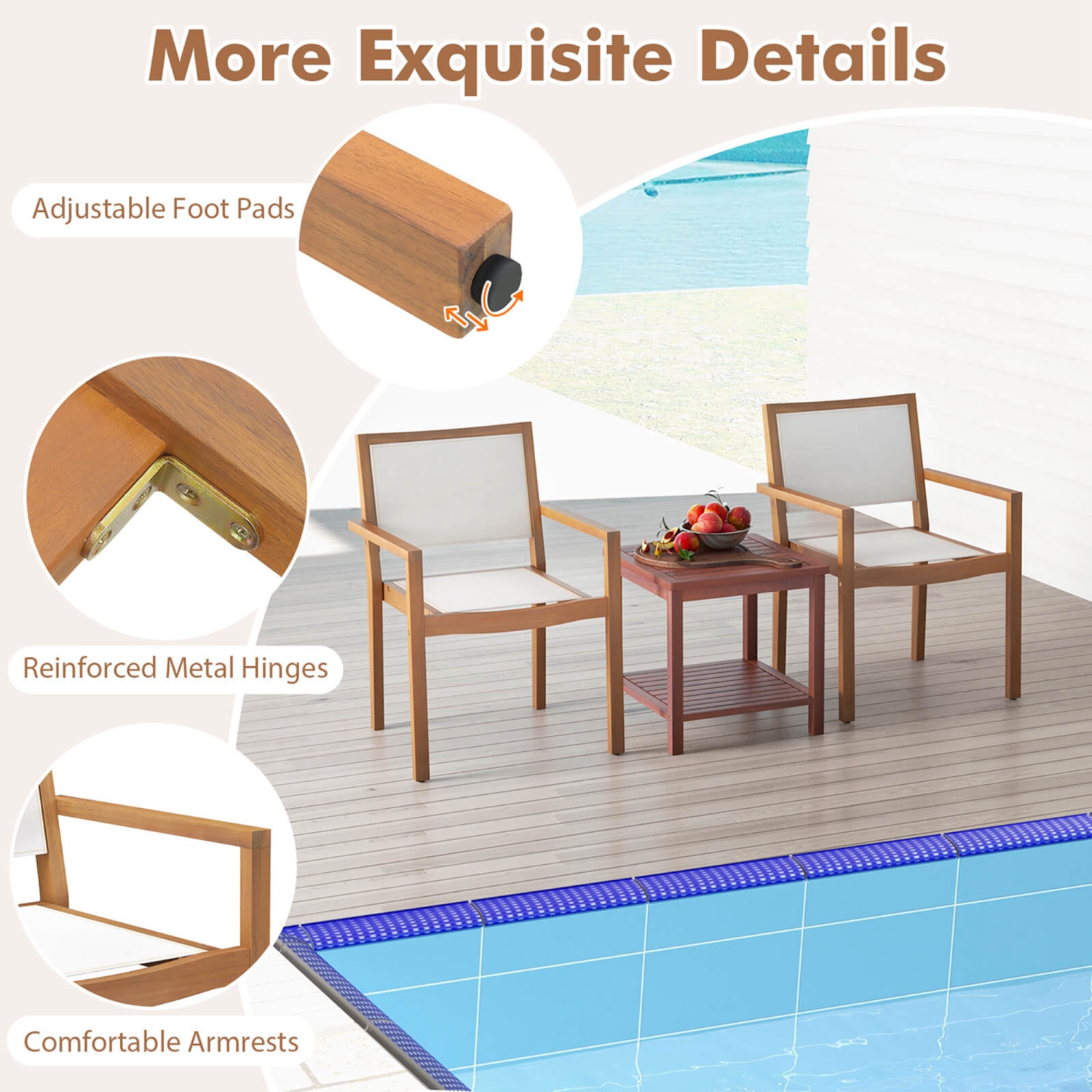 Costway Stackable Dining Chair Set of 4 with Wear-resistant Fabric & Breathable Backrest