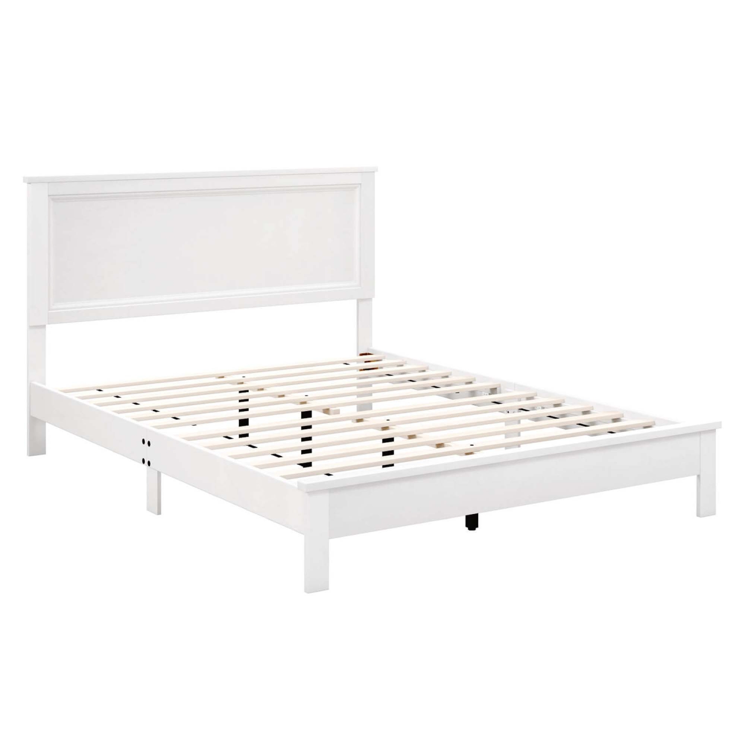 Costway Queen Size Bed Frame Platform Slat High Headboard Bedroom Rubber Wood Leg White