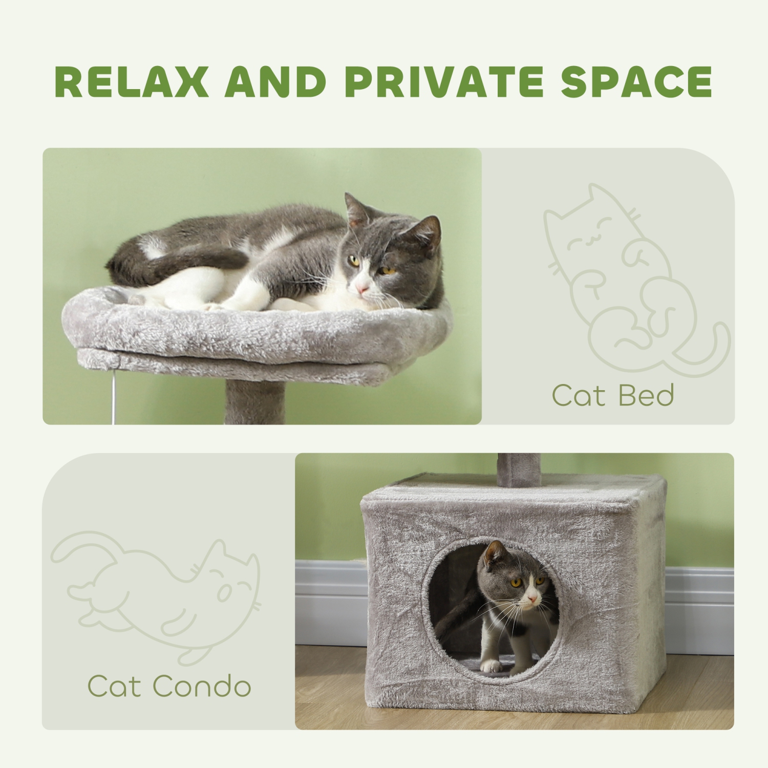 PawHut 53" Cat Tree, Multi-Level Cat Tower for Indoor Cats with Sisal Scratching Posts, Cat Condo, Beds, Platforms, Ramp, Toy Balls, Cat Activity