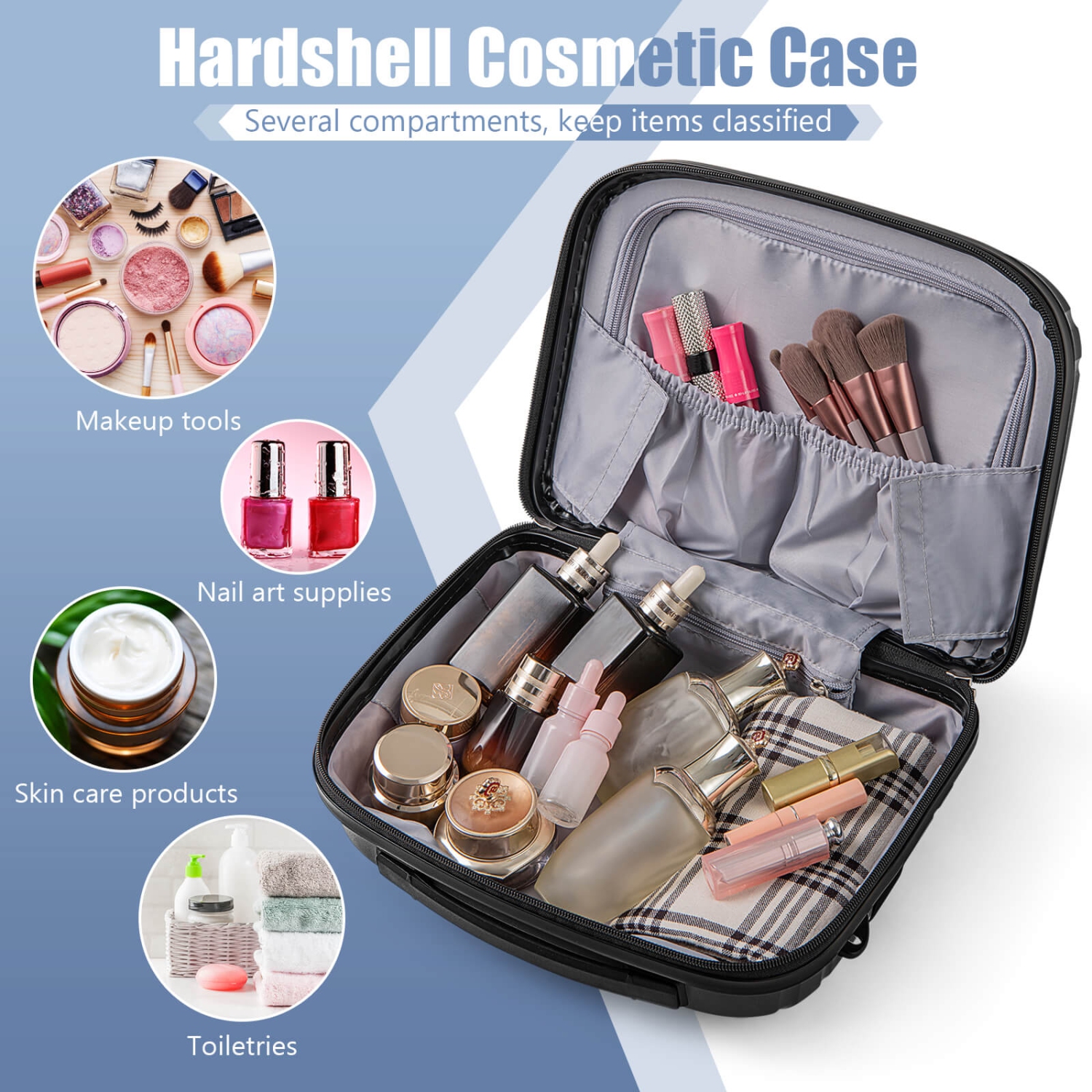 Ensemble de 2 valises de cabine 20 po et étui à cosmétiques 14 po avec port USB TSA Lock