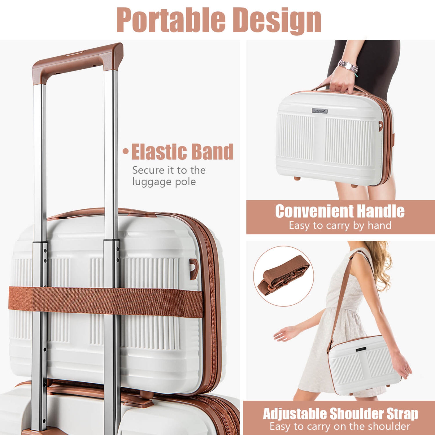 2 PCS Luggage Set 20" Carry-on Suitcase & 14" Cosmetic Case w/ TSA Lock USB Port