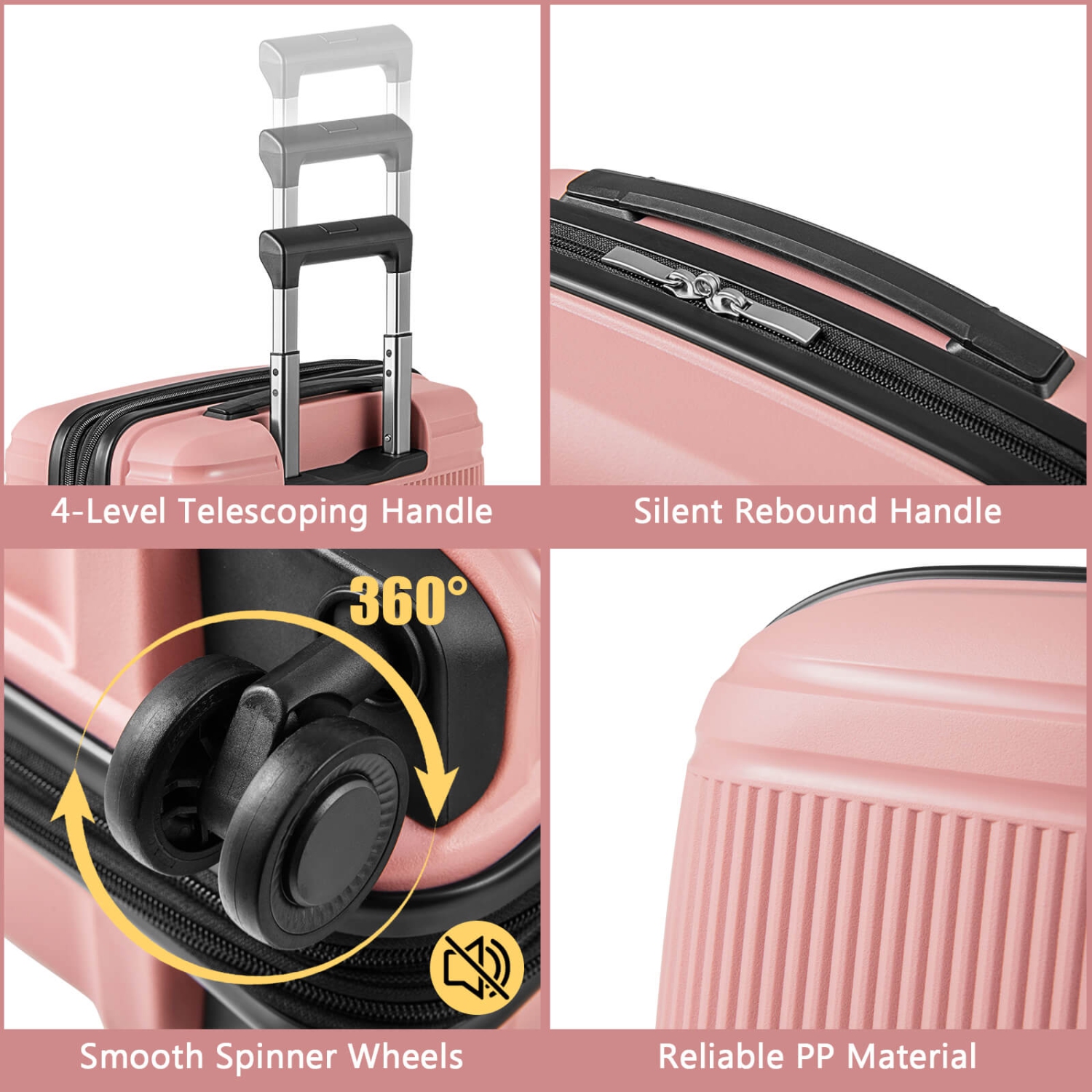 Ensemble de 2 valises de cabine 20 po et étui à cosmétiques 14 po avec port USB TSA Lock