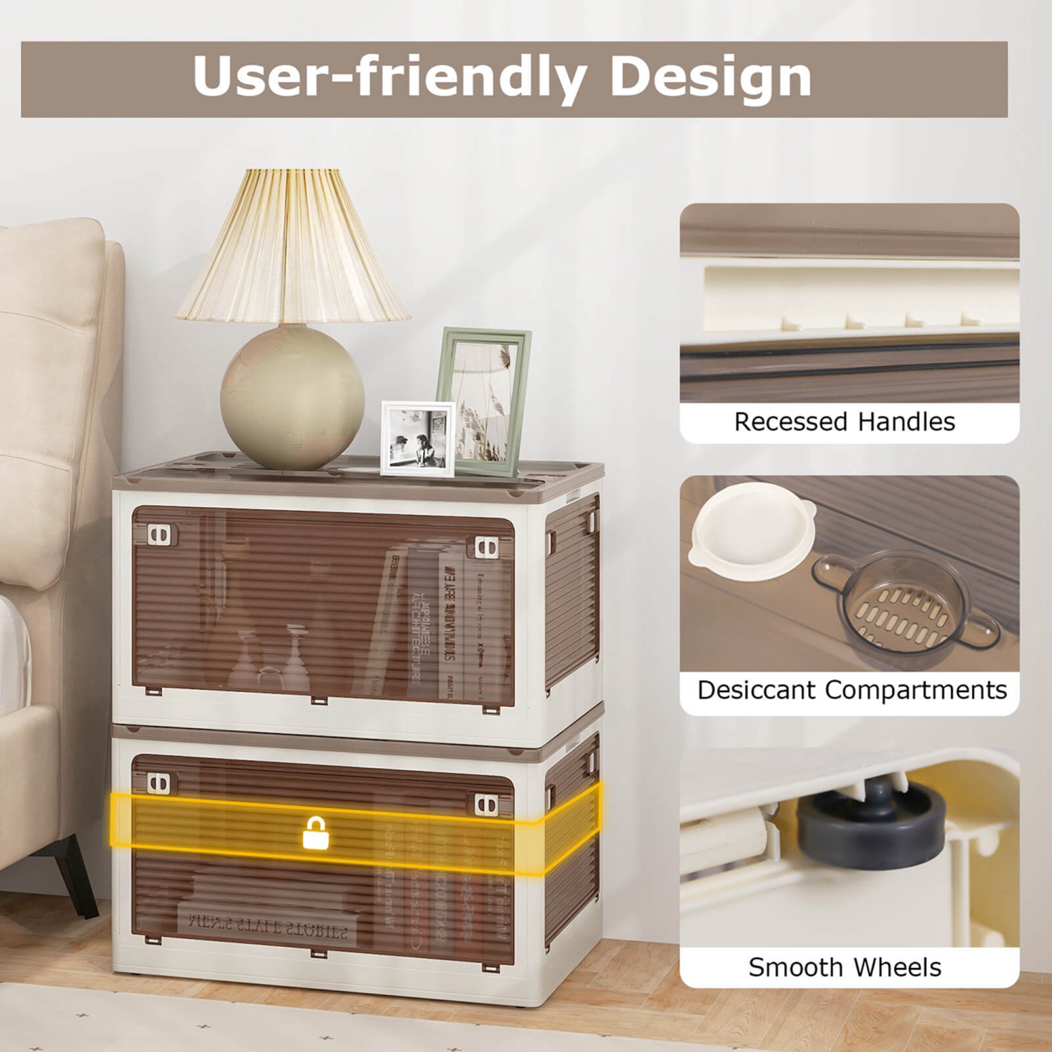 Costway 3 Pack Stackable Storage Bins with Lids 54 Gallon Collapsible Plastic Container Box