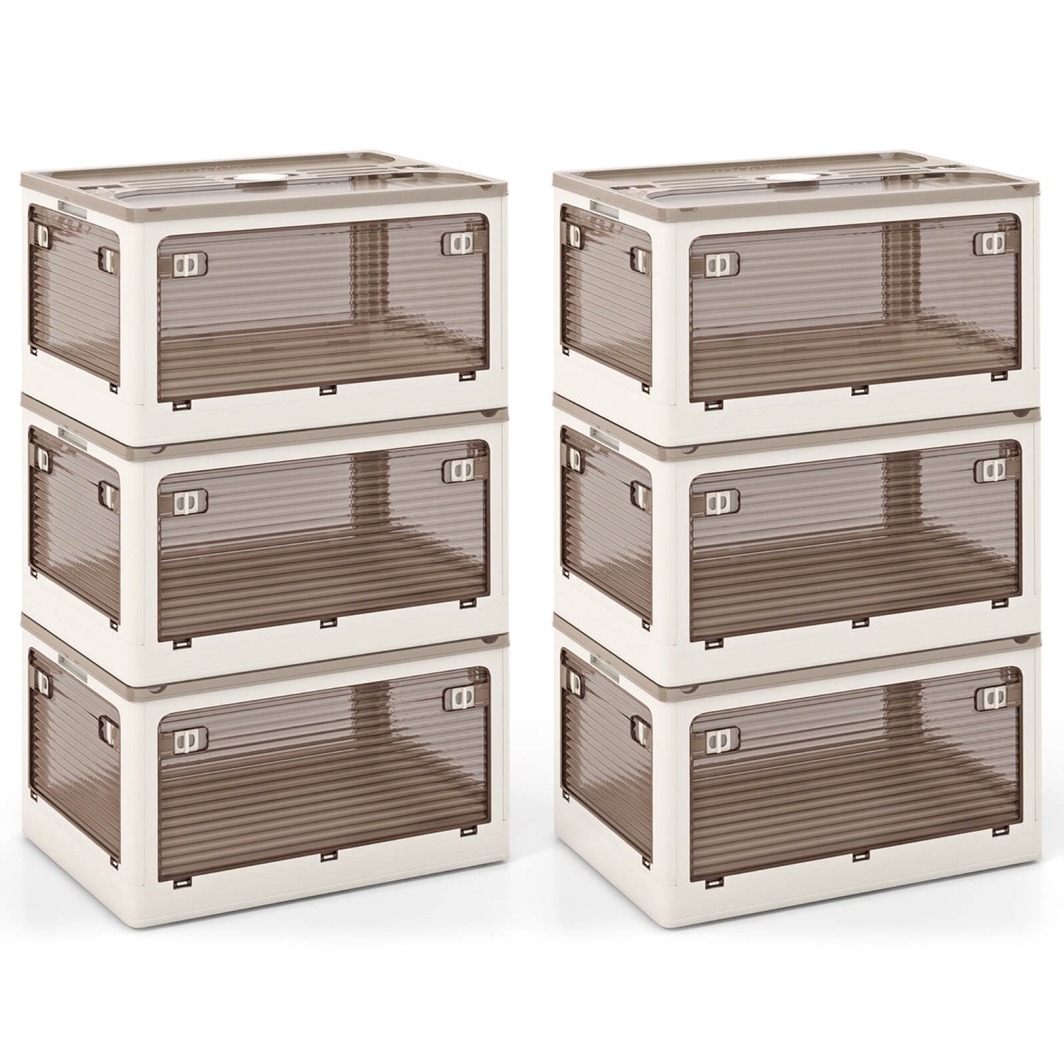 Costway 6 Pack Stackable Storage Bins with Lids 34.5 Gallon Collapsible Plastic Container Box