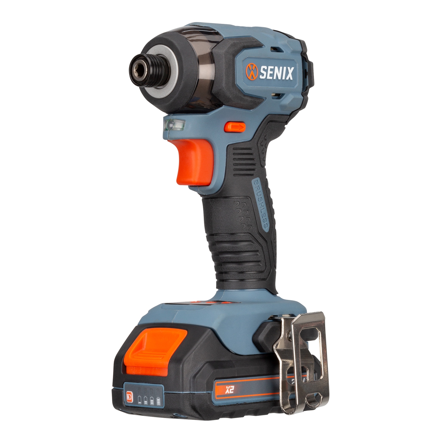 SENIX X2 20V Max* 1/4-Inch Cordless Impact Driver – Brushless, 130 ft-lbs Torque, 4-Speed, LED Light, Belt Clip, Includes 2.0 Ah Battery, Charger &