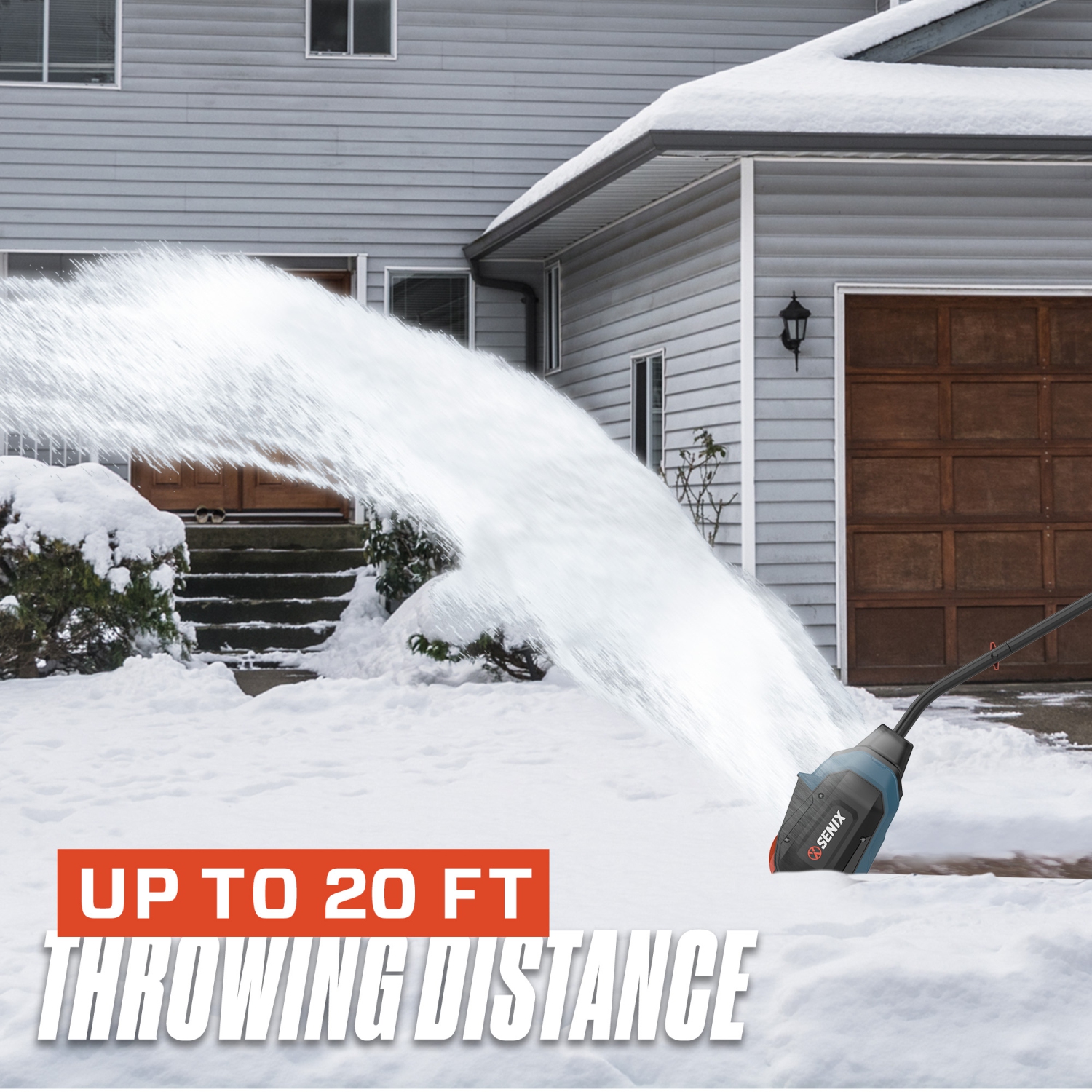 Pelle à neige sans fil 40 V Max* de 13&nbsp;po à batterie simple de SENIX, profondeur de dégagement de 6&nbsp;po, distance de projection maximale