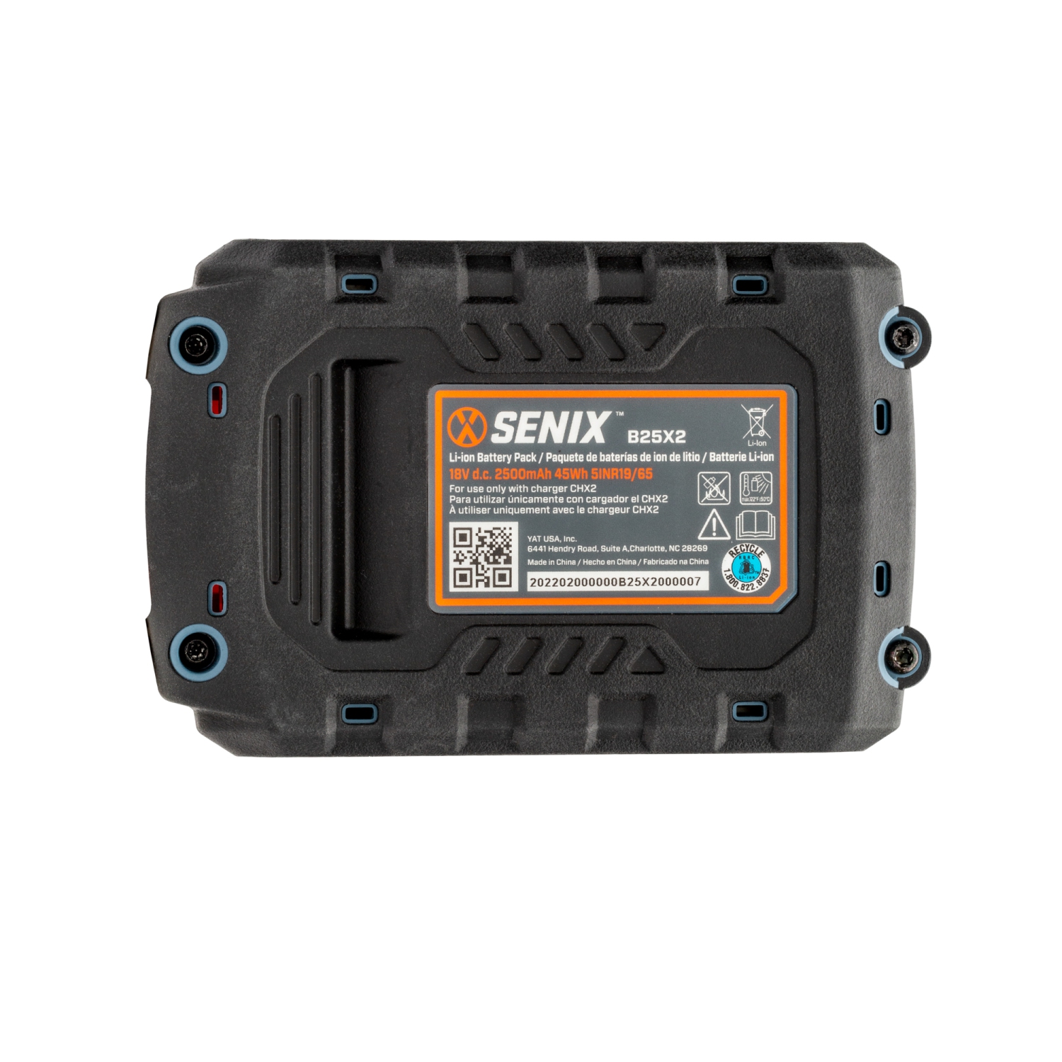SENIX X2 20V Max* 2.5 Ah Lithium-ion Battery for X2 Series Lawn and Garden and Cordless Power Tools, Fade-Free, Battery Indicator Lights