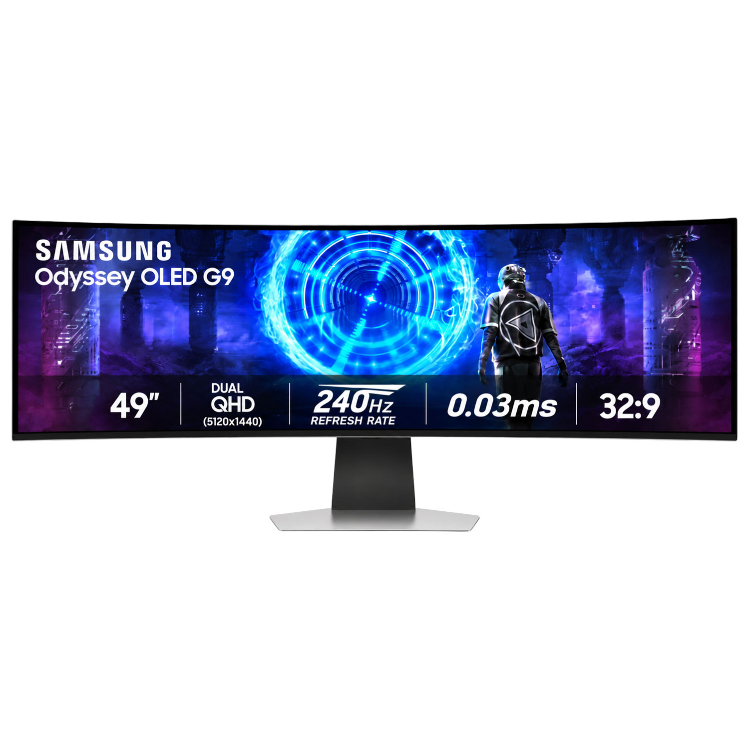 Samsung Odyssey G9 49" Ultrawide Curved UWQHD OLED Gaming Monitor (LS49DG954SNXGO) - G-Sync/FreeSync - 0.03ms GTG - 240Hz - Silver