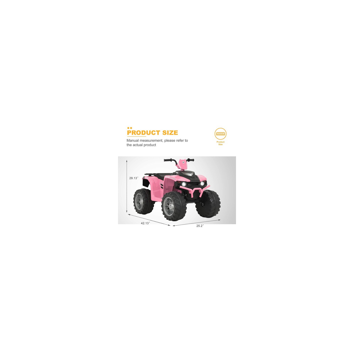 Zoom Buggeez Uenjoy 12V Off-Road Kids Ride On Car 4 Wheeler ATV - Pink
