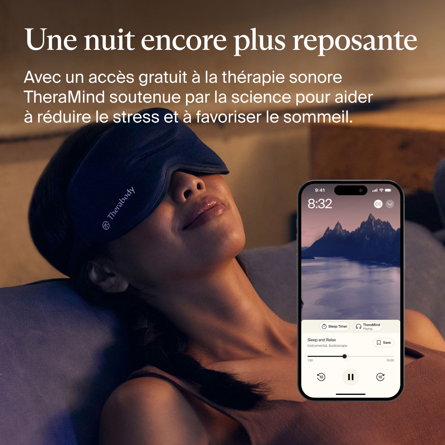 Masque de massage pour les yeux SleepMask de Therabody - Bleu marine