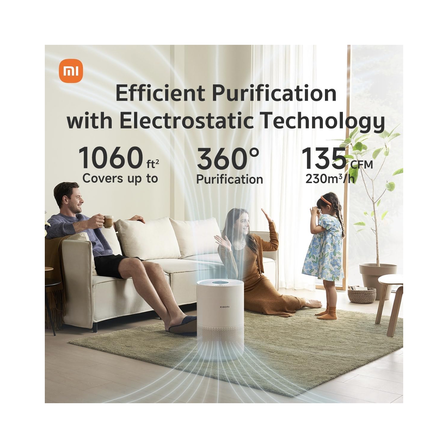 Le purificateur d'air compact Xiaomi mi 4 avec filtre HEPA véritable à H13 3 étapes élimine 99,97 % des polluants, écran tactile DELO，ultrasilencieux