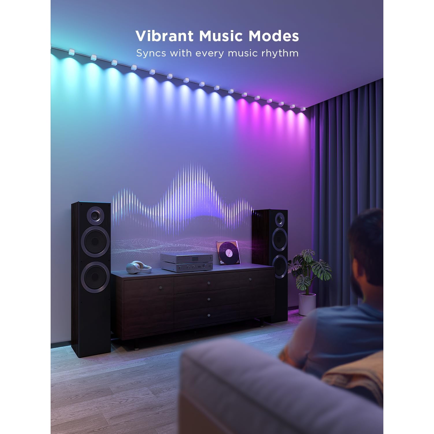 Govee RGBIC éclairage d'intérieur, lumières DEL intelligentes compatibles avec Alexa, 32,8&nbsp;pi avec 50 DEL, synchronisation de la musique, blanc