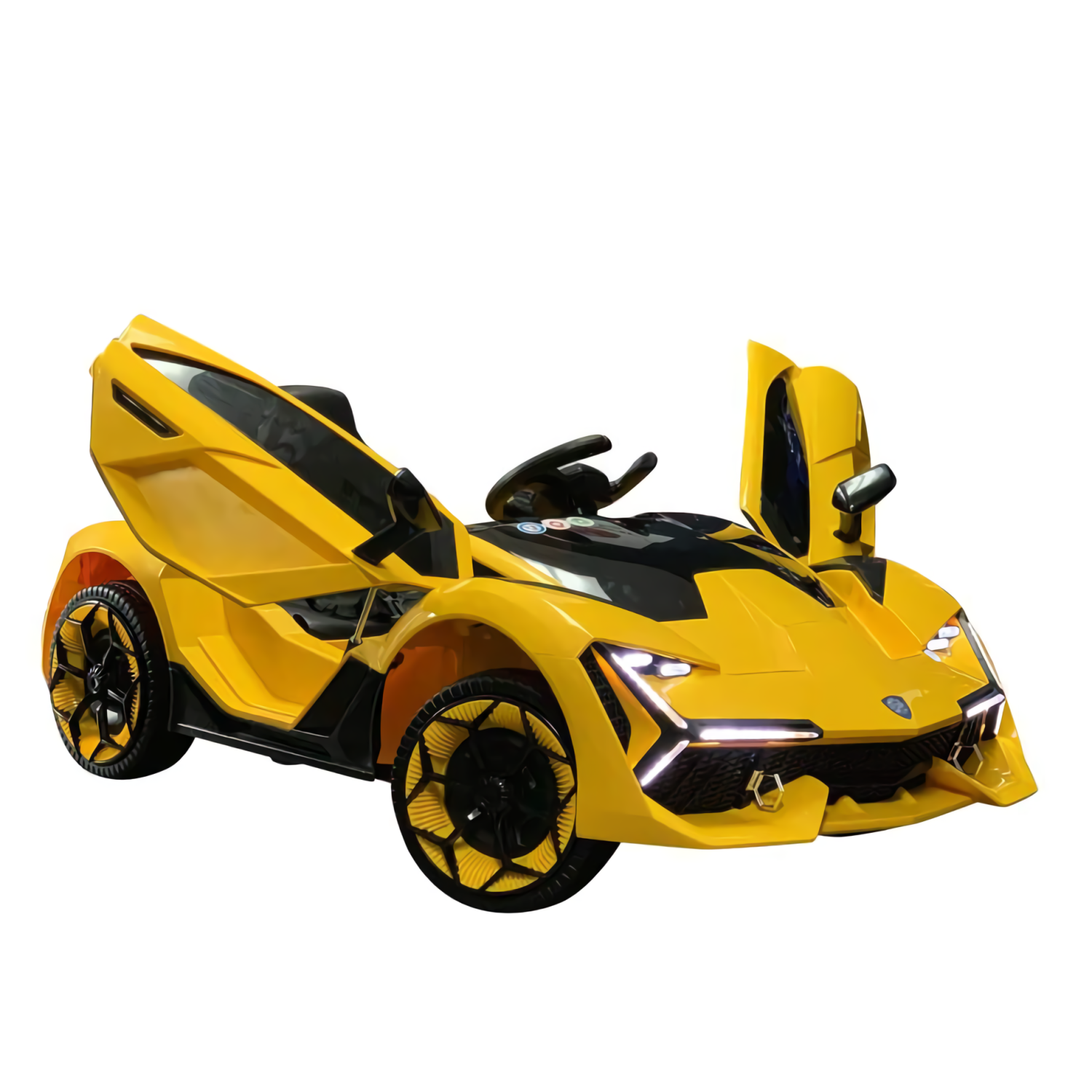 Zoom Buggeez 2024 Lamborghini Style NEL-603 12V One Seater Kids Ride On Car - Yellow