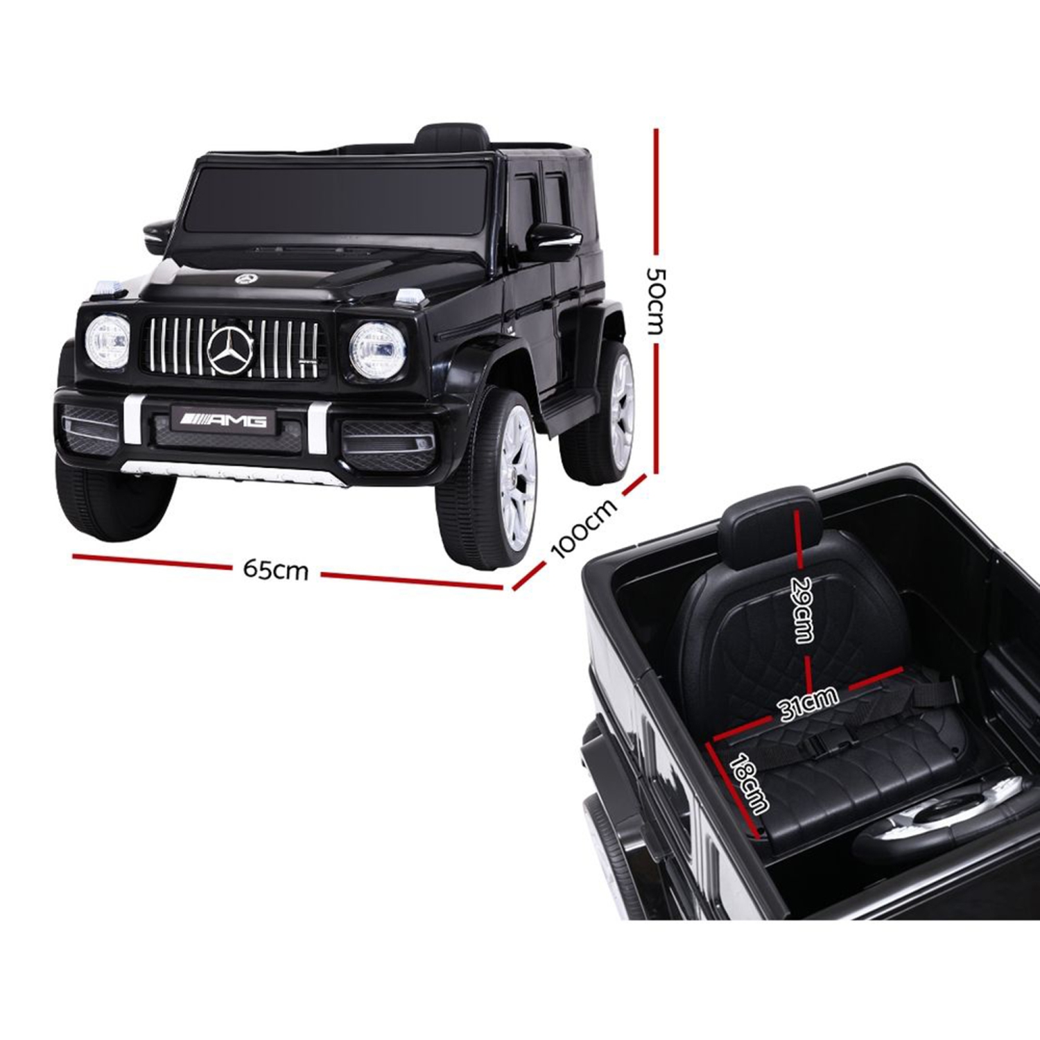Chariot porteur pour enfants Mercedes-Benz AMG G63 S306 12&nbsp;V sous licence de Zoom Buggeez - Noir