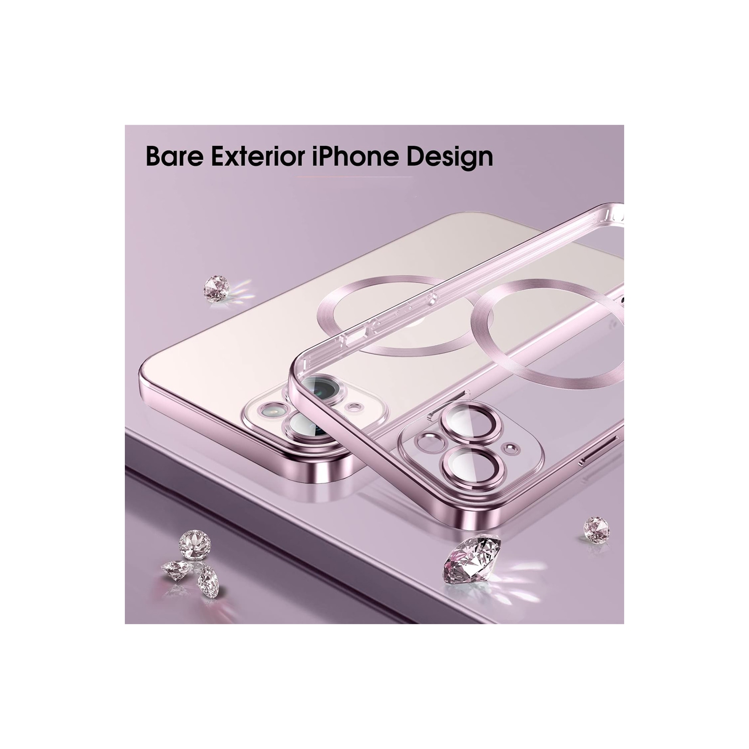 For Apple iPhone 16 MagSafe Magnetic Case with HaloLock Shockproof Protective Electroplating Clear Cover - Rose Gold