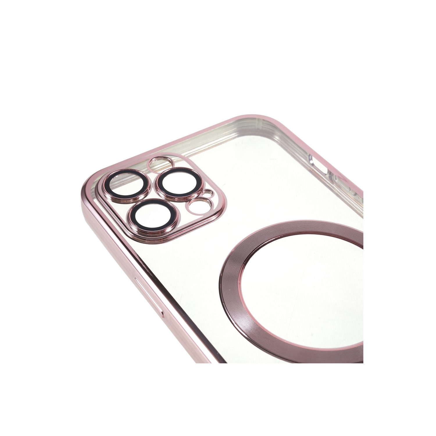 For Apple iPhone 16 MagSafe Magnetic Case with HaloLock Shockproof Protective Electroplating Clear Cover - Rose Gold