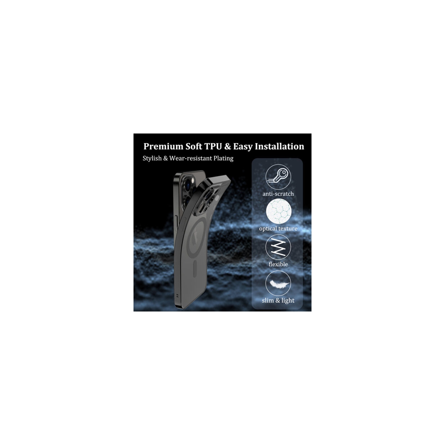 Pour iPhone 16 Pro Max d'Apple avec étui magnétique MagSafe et étui antichoc électroplaqué transparent HaloLock - Noir