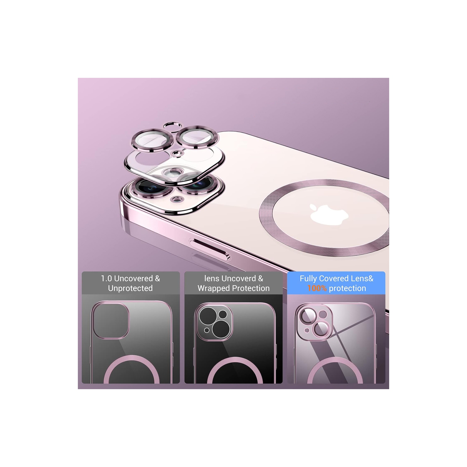 Pour iPhone 16 plus d'Apple avec étui magnétique MagSafe et étui antichoc électroplaqué transparent HaloLock - Rose doré