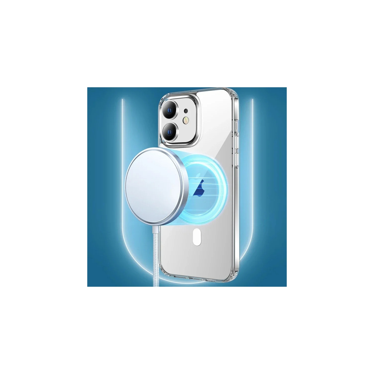 For Apple iPhone 16 Plus MagSafe Magnetic Case with HaloLock Shockproof Protective Electroplating Clear Cover - Clear