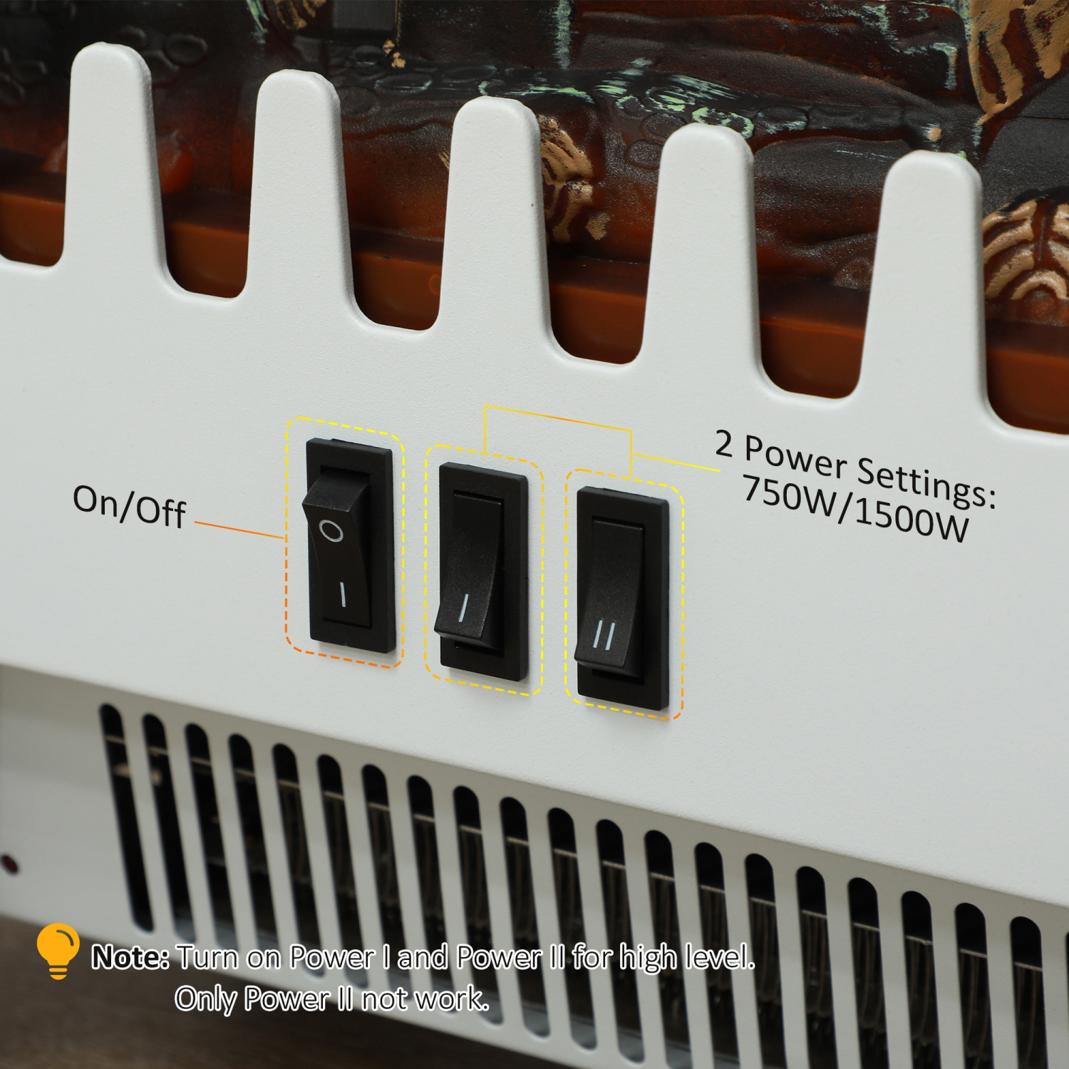 HOMCOM Electric Fireplace Stove, 16" 1500W Portable Freestanding Fireplace Heater with 3D Realistic Flame, Indoor Stove Heater with Overheat