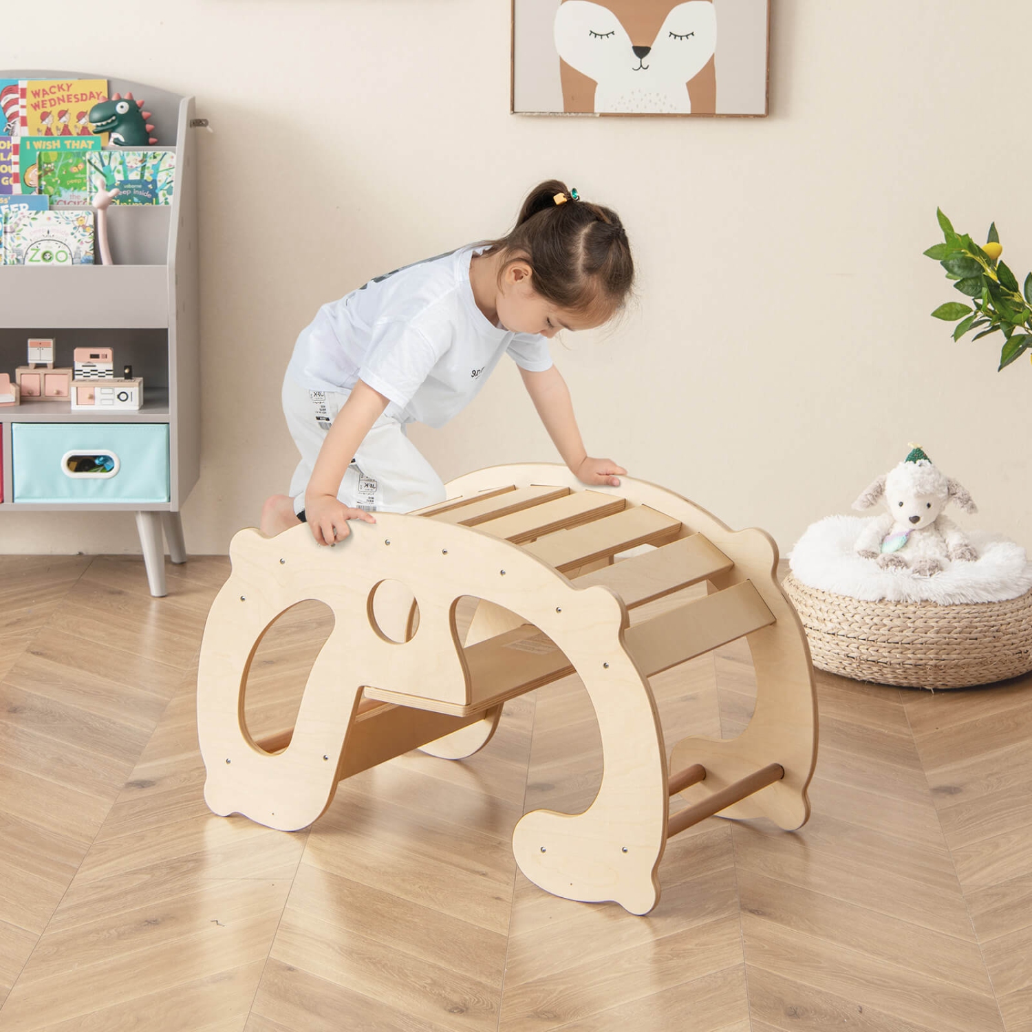 Costway 2-in-1 Rocking Horse Arch for Kids with Rocker Arch Climber Comfortable Backrest