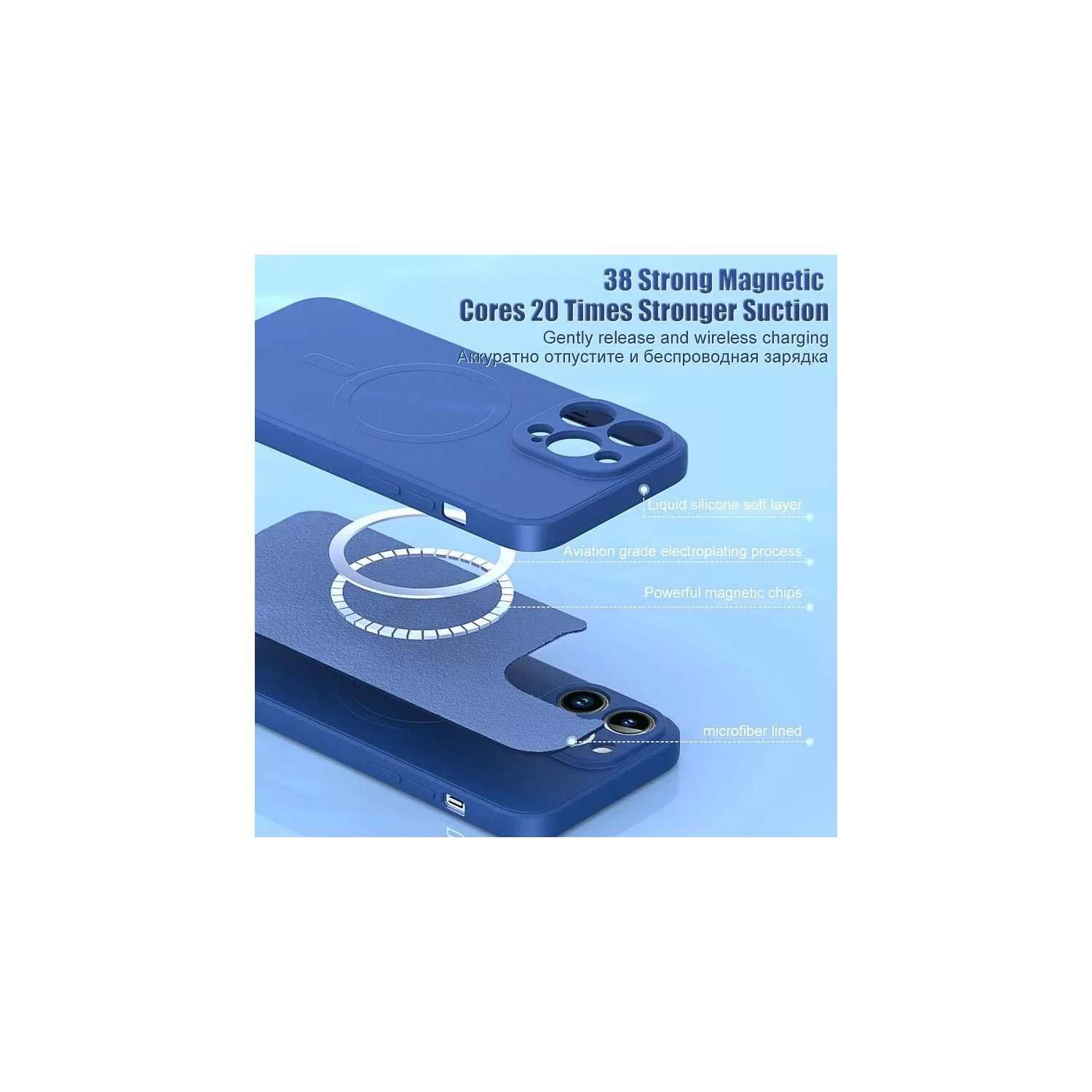 Étui magnétique MagSafe pour iPhone 16 Pro Max d'Apple avec étui en silicone antichoc HaloLock - Bleu