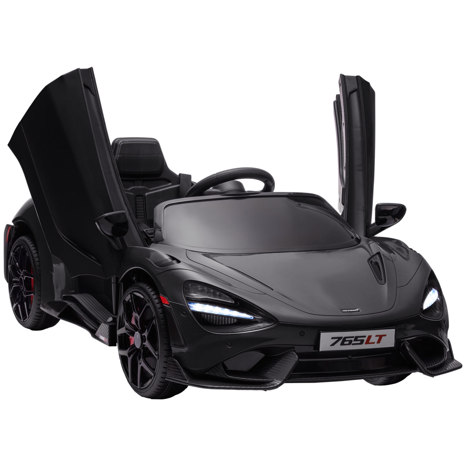 Qaba Luxury 12V Ride on Car, McLaren 765LT Licensed Electric Car for Kids with Scissor Doors, Transport Wheels, Remote Control, Slow Start, Battery
