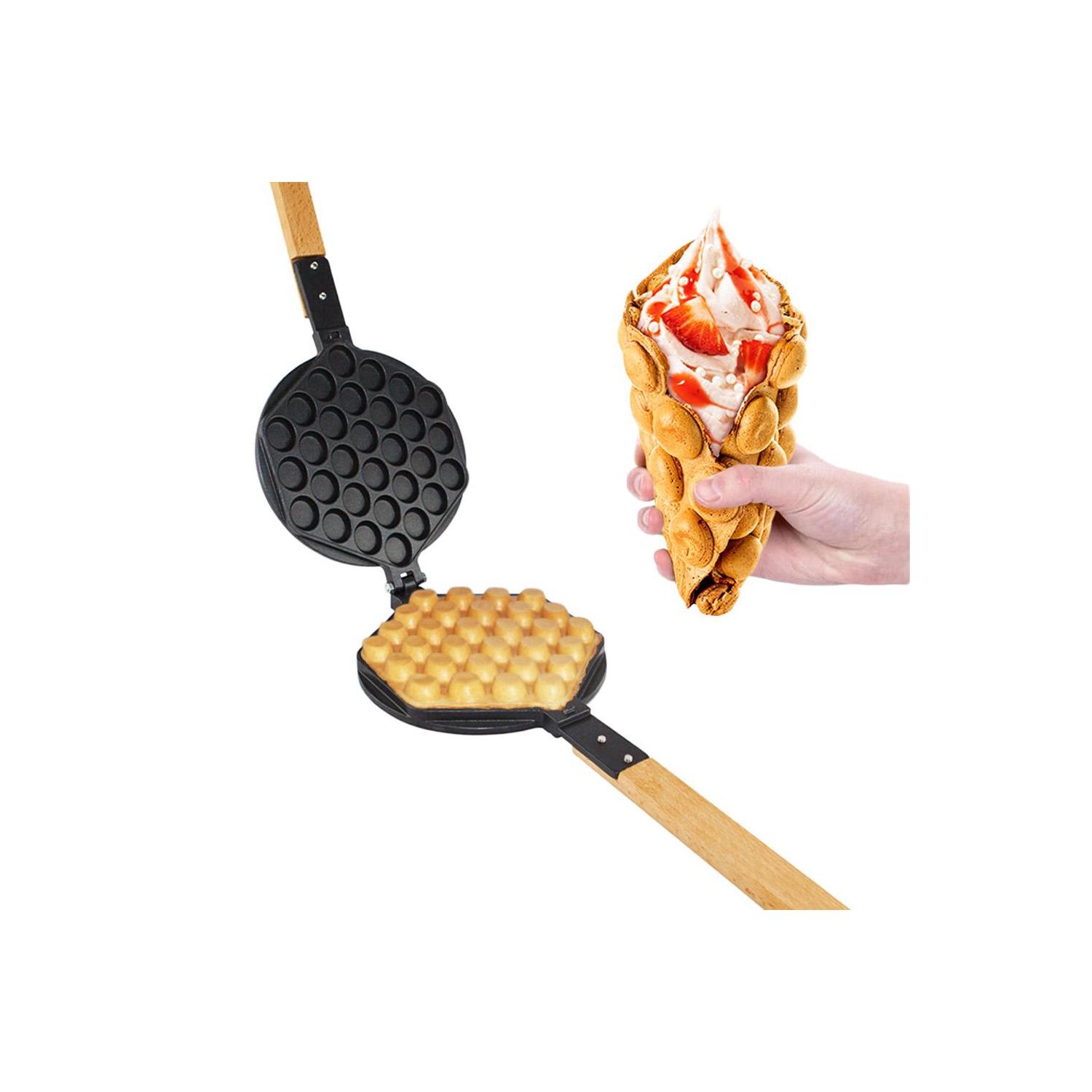 P_FY6-M Bubble Waffle Maker Machine | Egg Waffle Maker Mold | Replaceable 180 Degree Rotating Waffe Iron