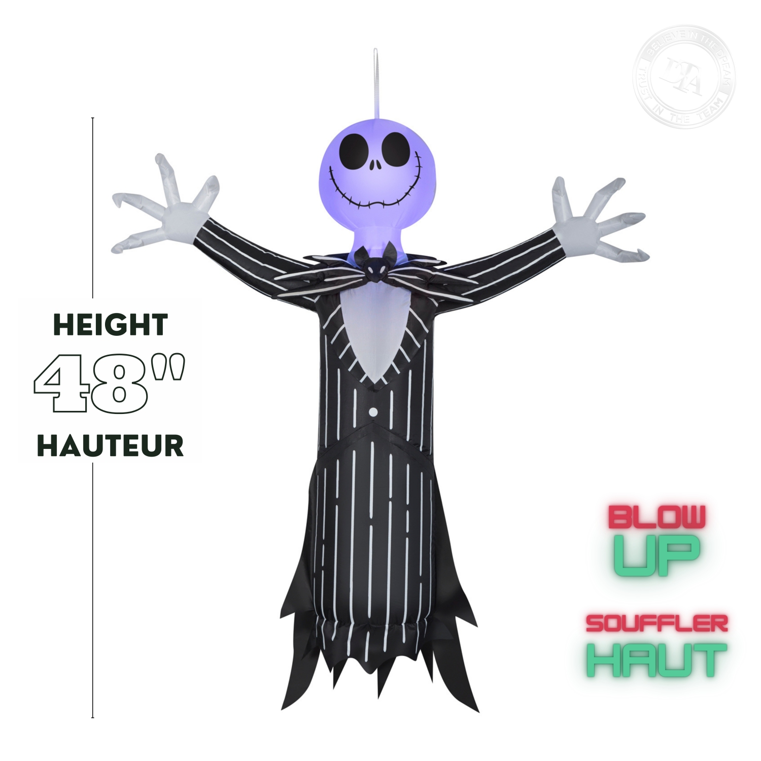 GEMMY INDUSTRIES Airblown® gonflable Halloween-Hanging Jack Skellington avec lumières clignotantes ©Disney 48"