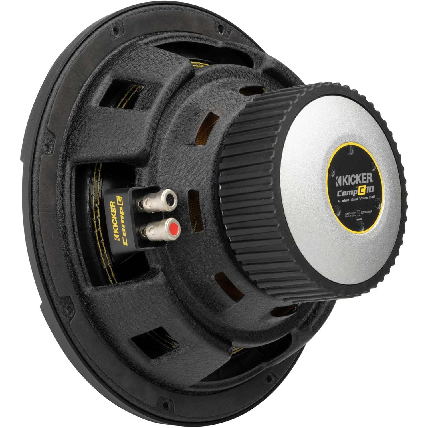 Kicker 50CWCD104 – haut-parleur d’extrêmes graves 4 Ohm série CompC de 10 po