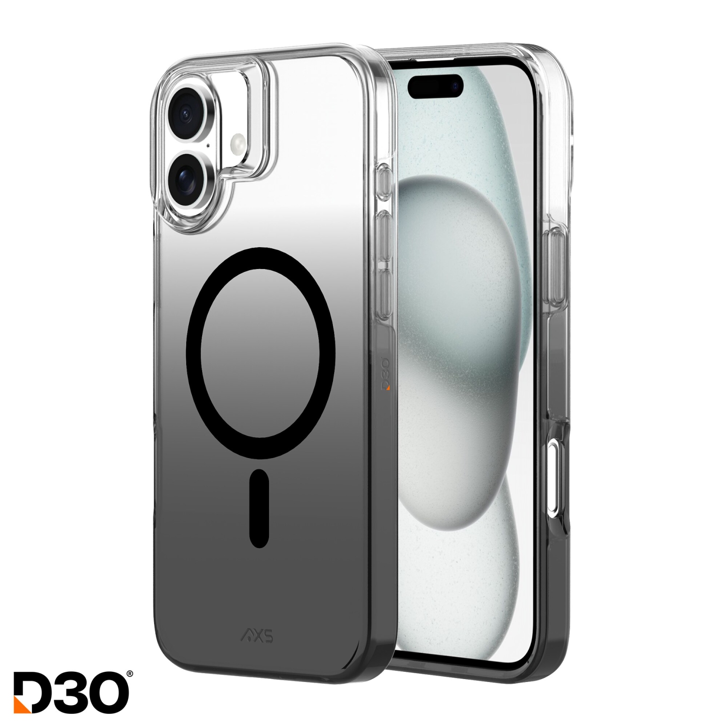 Étui Crystal Shield D3O® AXS fabriqué avec des matériaux recyclés MagSafe compatible avec Apple iPhone 16 plus | gradient de fumée