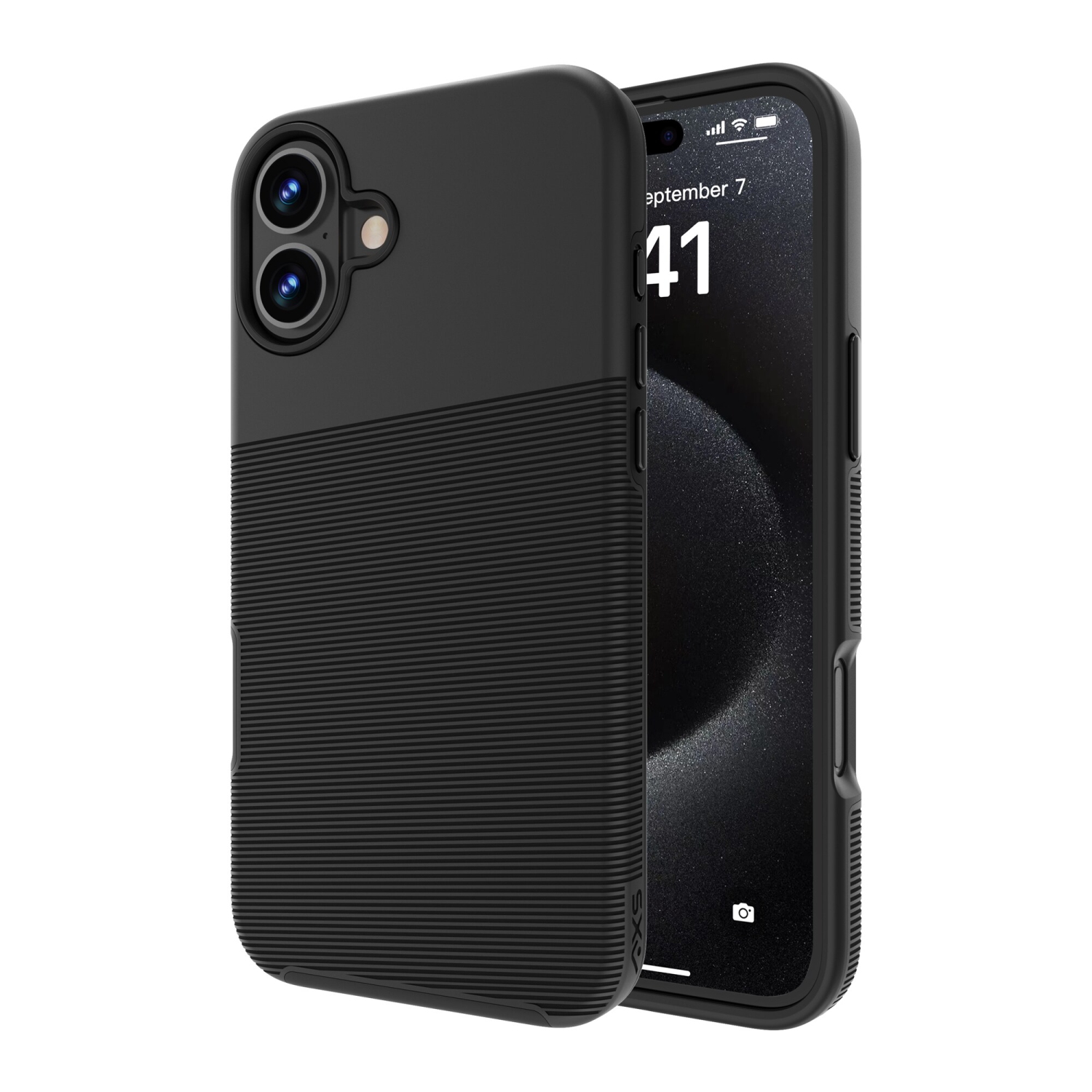 AXS PROTECH plus – Étui mince anti-choc double couche pour Apple iPhone 16 plus | Noir