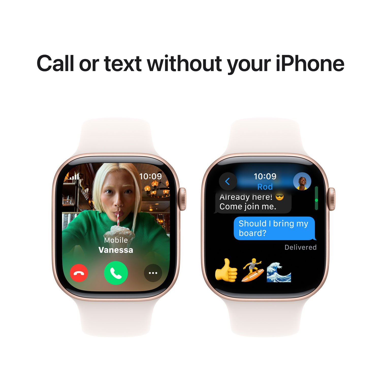 Apple Watch Series 10 avec boîtier de 46 mm en aluminium or rose et bracelet sport rose tendre - Petit/Moyen