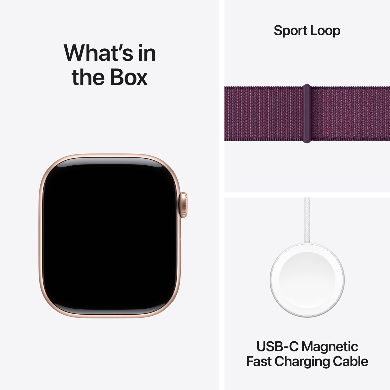 Apple Watch Series 10 avec boîtier de 46 mm en aluminium or rose et bracelet sport à rabat prune