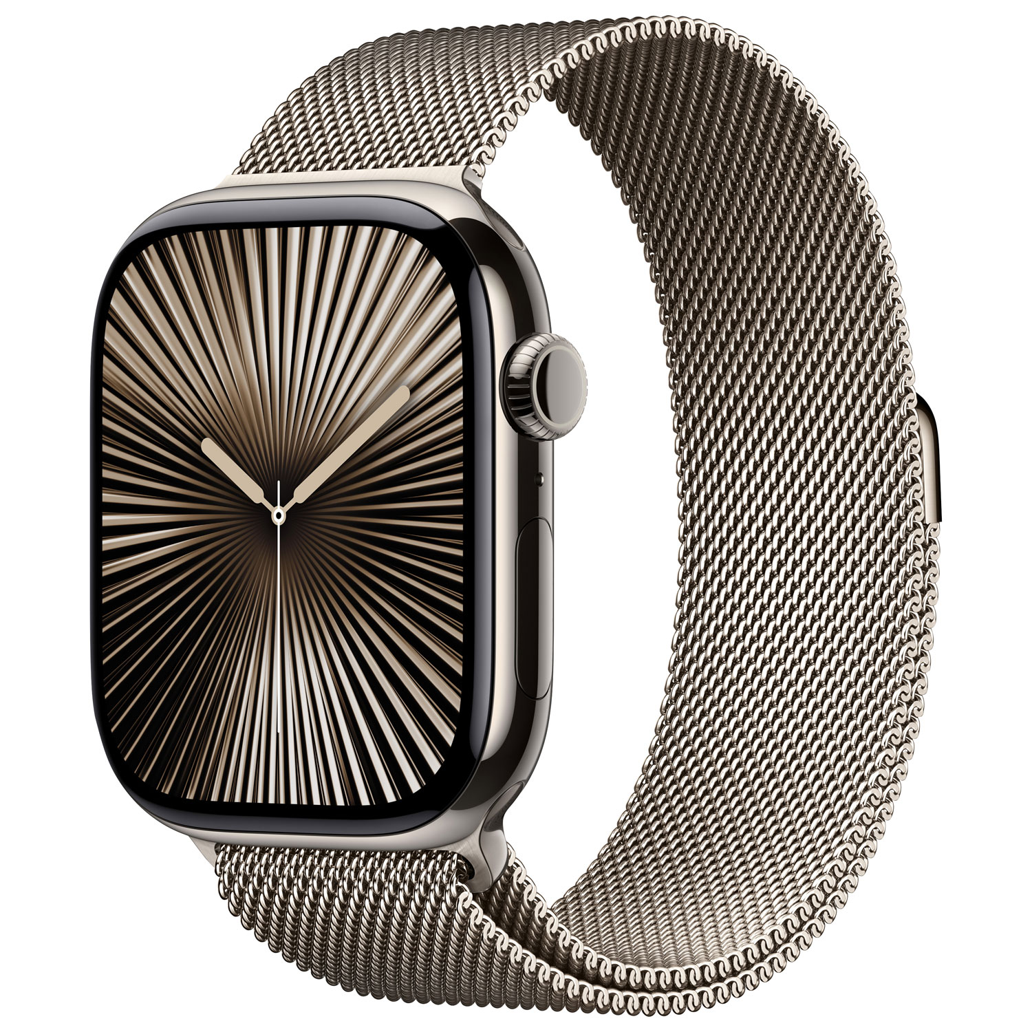 Apple Watch Series 10 avec boîtier de 46 mm en titane naturel et bracelet milanais naturel - Moyen/Grand