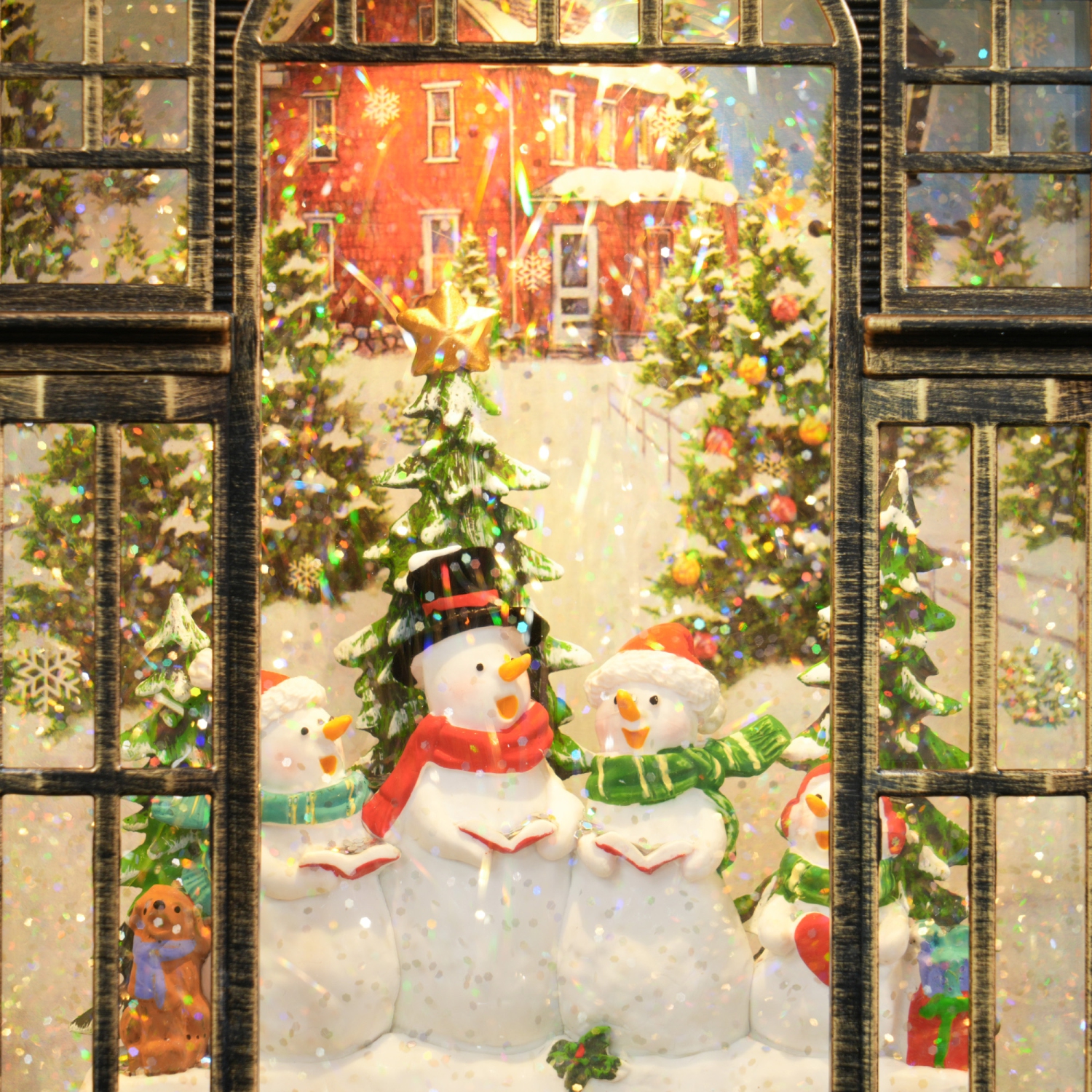 Lanterne boule à neige de Noël avec lumières de HOMCOM, boule à neige musicale avec paillettes tourbillonnantes, décoration de Noël à piles pour