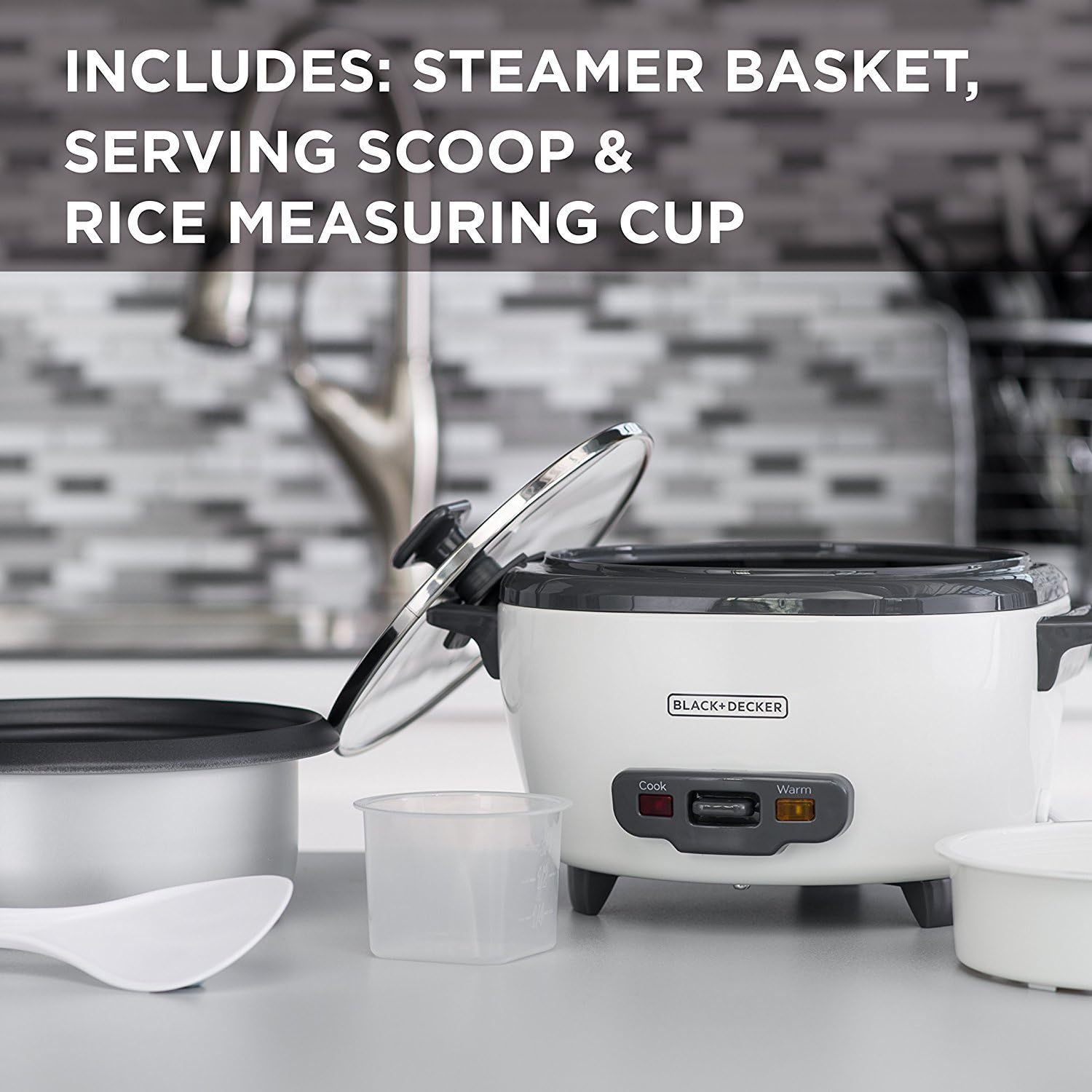 2-in-1 Rice Cooker & Food Steamer - 6-Cup Capacity, Automatic Keep Warm, Nonstick Bowl, Steaming Basket - Effortless Cooking