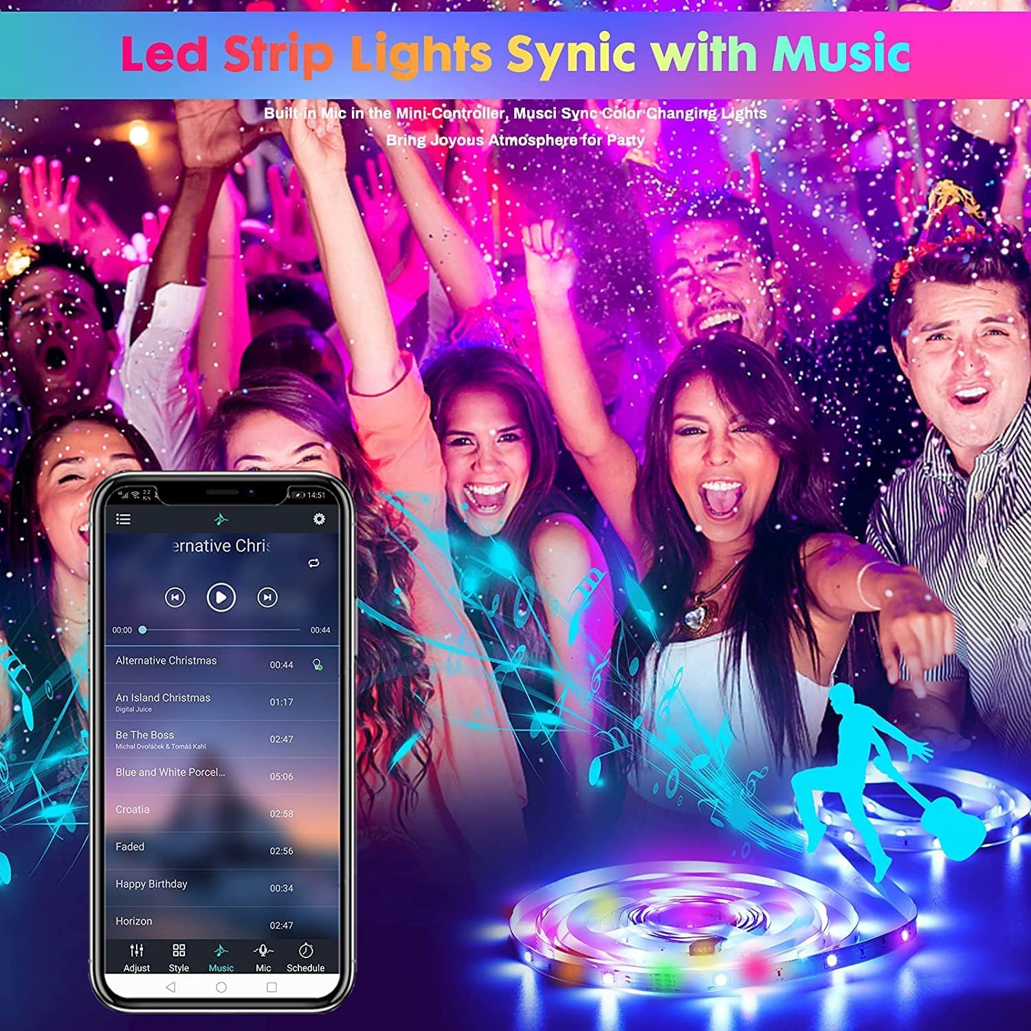 Tradeopia Smart RGB LED Strip Lights – 10m with Remote and App Control, Multi-Color, Dimmable, Music & Mic Modes, and Flexible Installation for