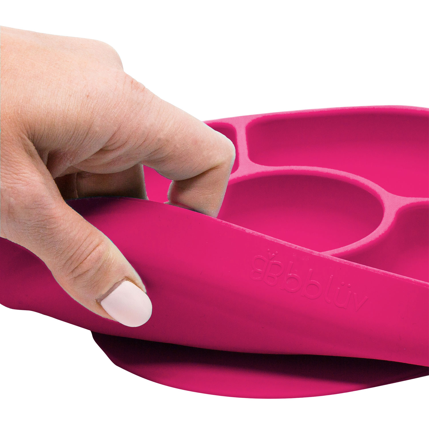 Ensemble avec assiette et cuillère en silicone Yumi de bbluv - Rose