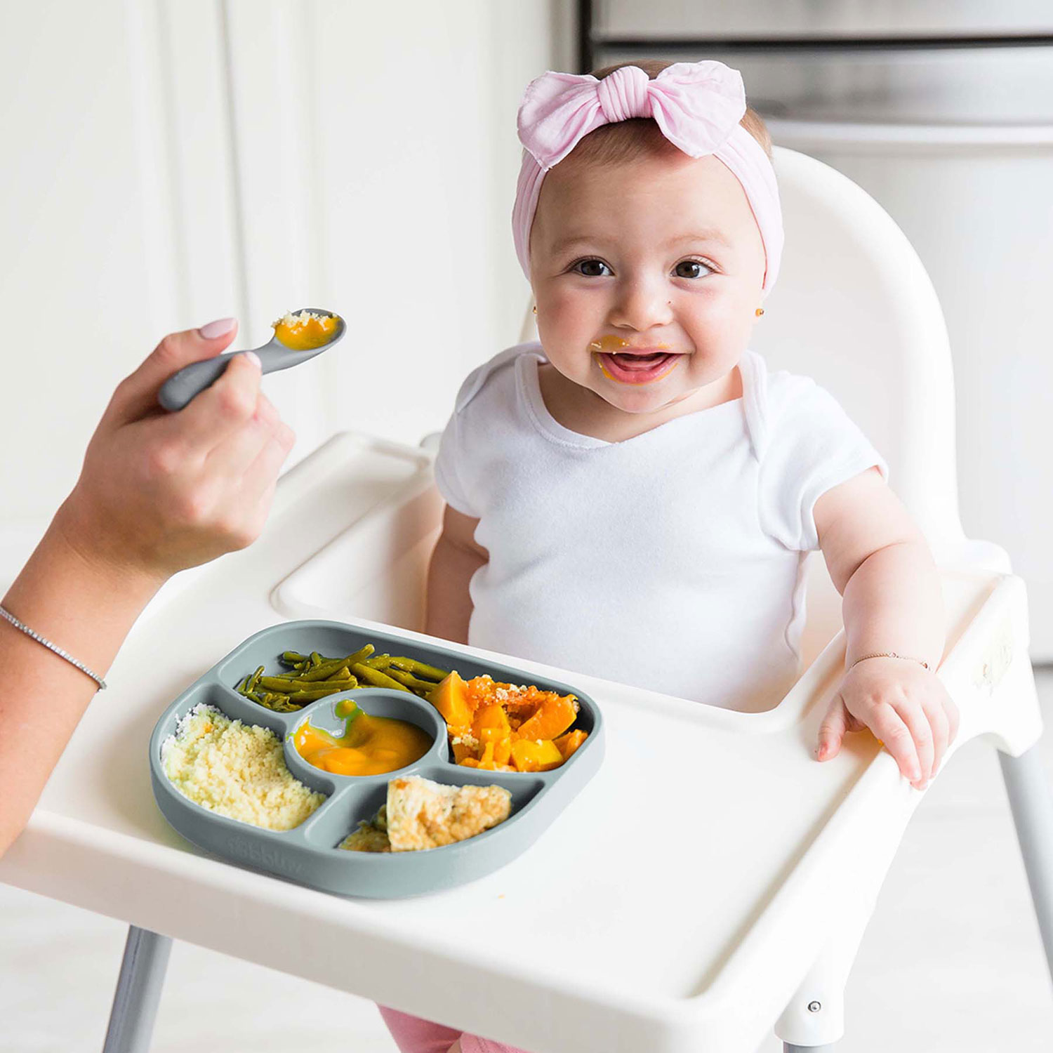 bbluv Yumi Silicone Plate and Spoon Set - Grey