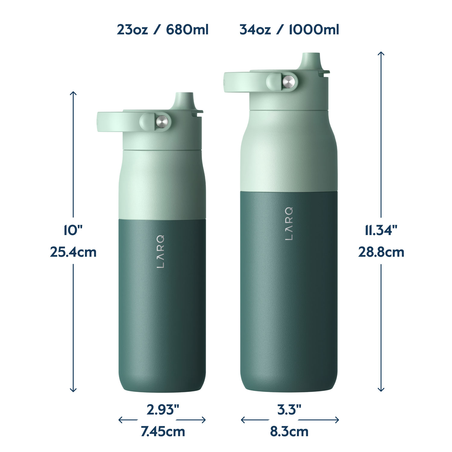 LARQ PureVis 2 680ml Self-Cleaning Insulated Stainless Steel Water Bottle with Smart Sensor - Green
