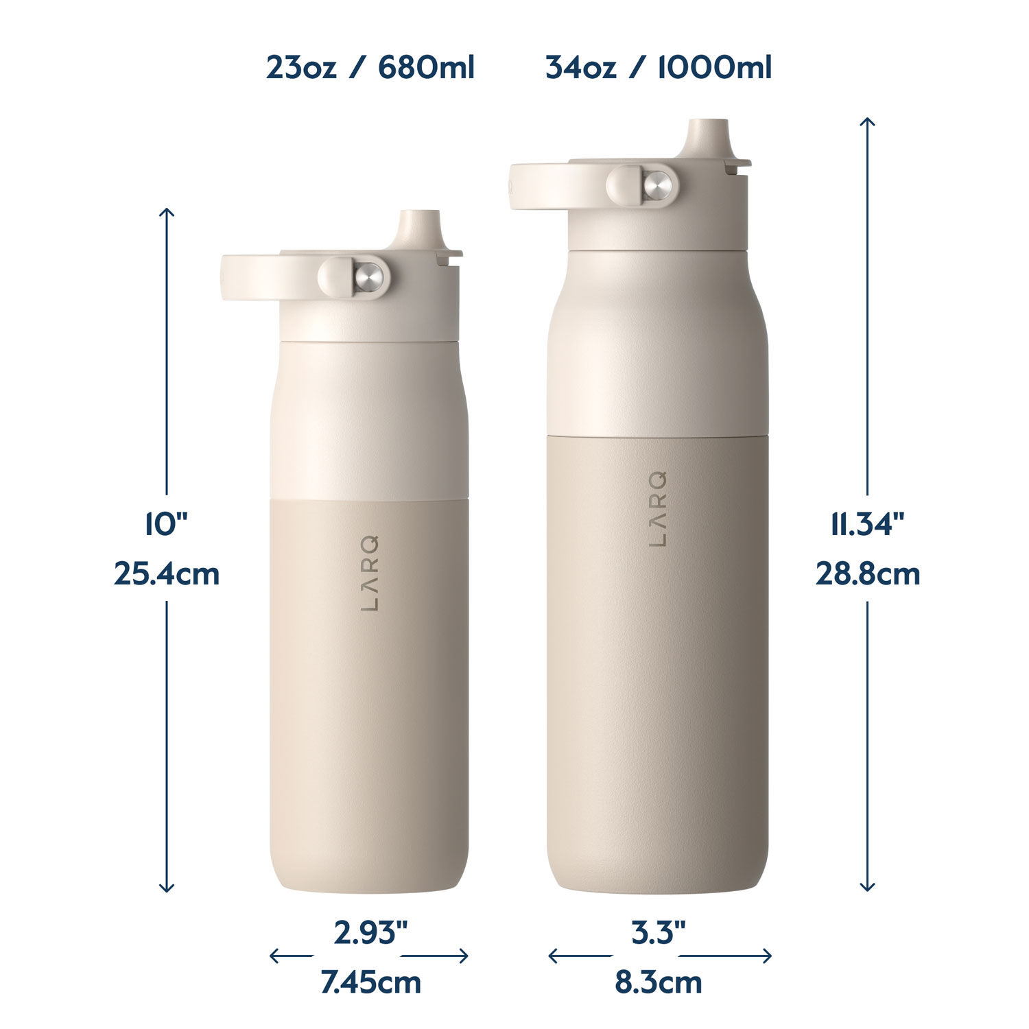 LARQ PureVis 2 1L Self-Cleaning Insulated Stainless Steel Water Bottle with Smart Sensor - Beige