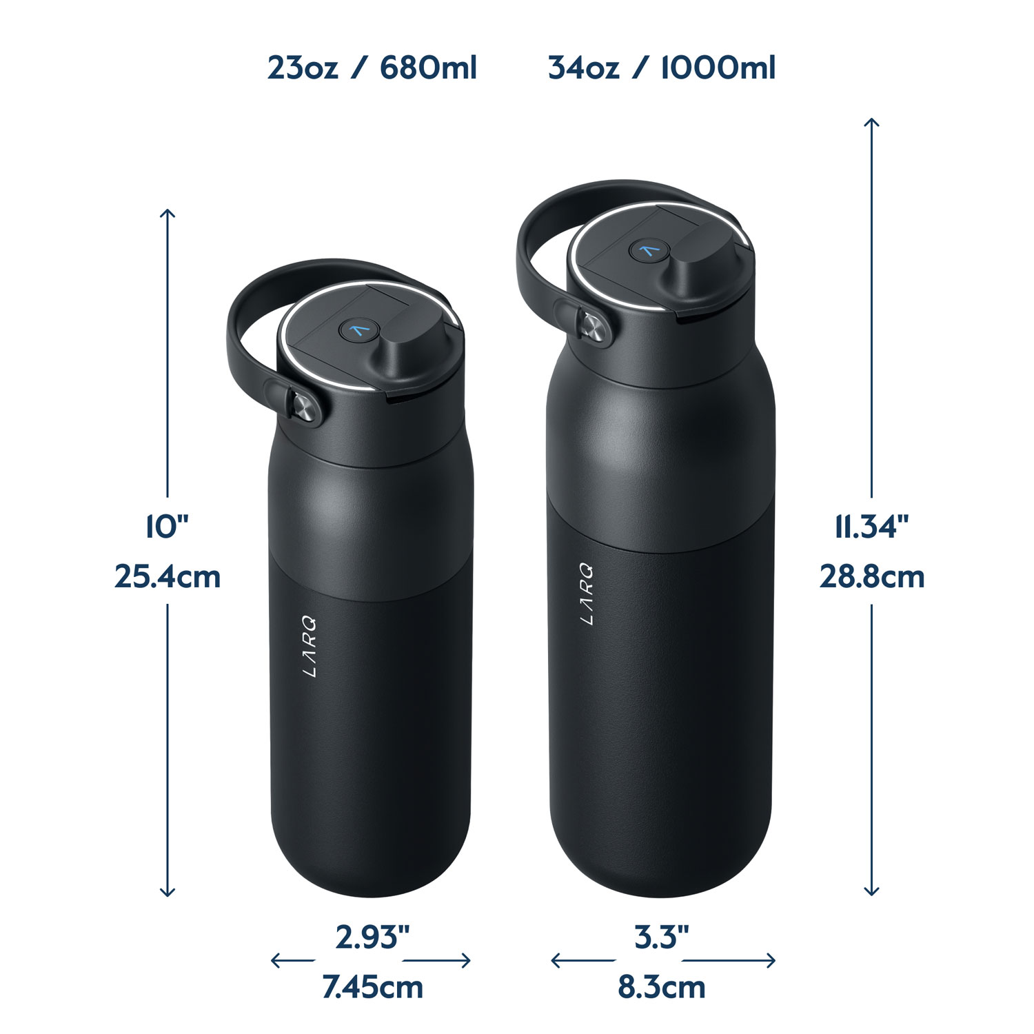 LARQ PureVis 2 1L Self-Cleaning Insulated Stainless Steel Water Bottle with Smart Sensor - Black